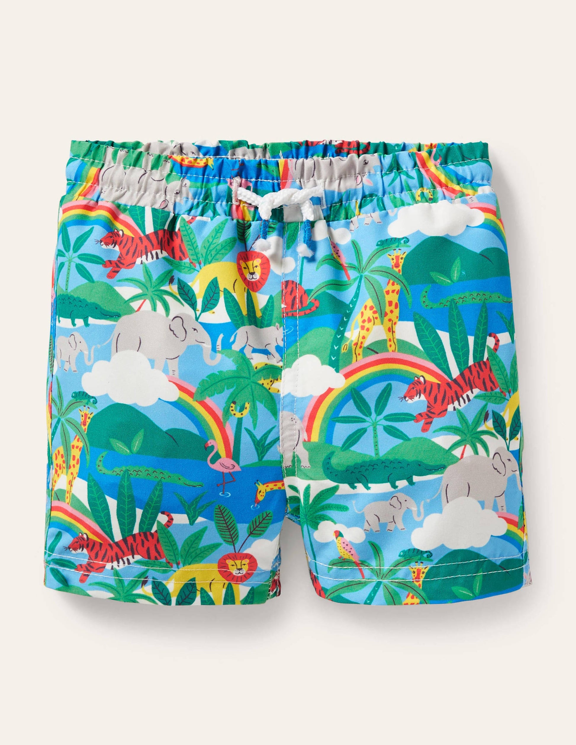 Badeshorts-Naturweiß/Surfbrett-Blau, Regenbogen/Dschungel-1