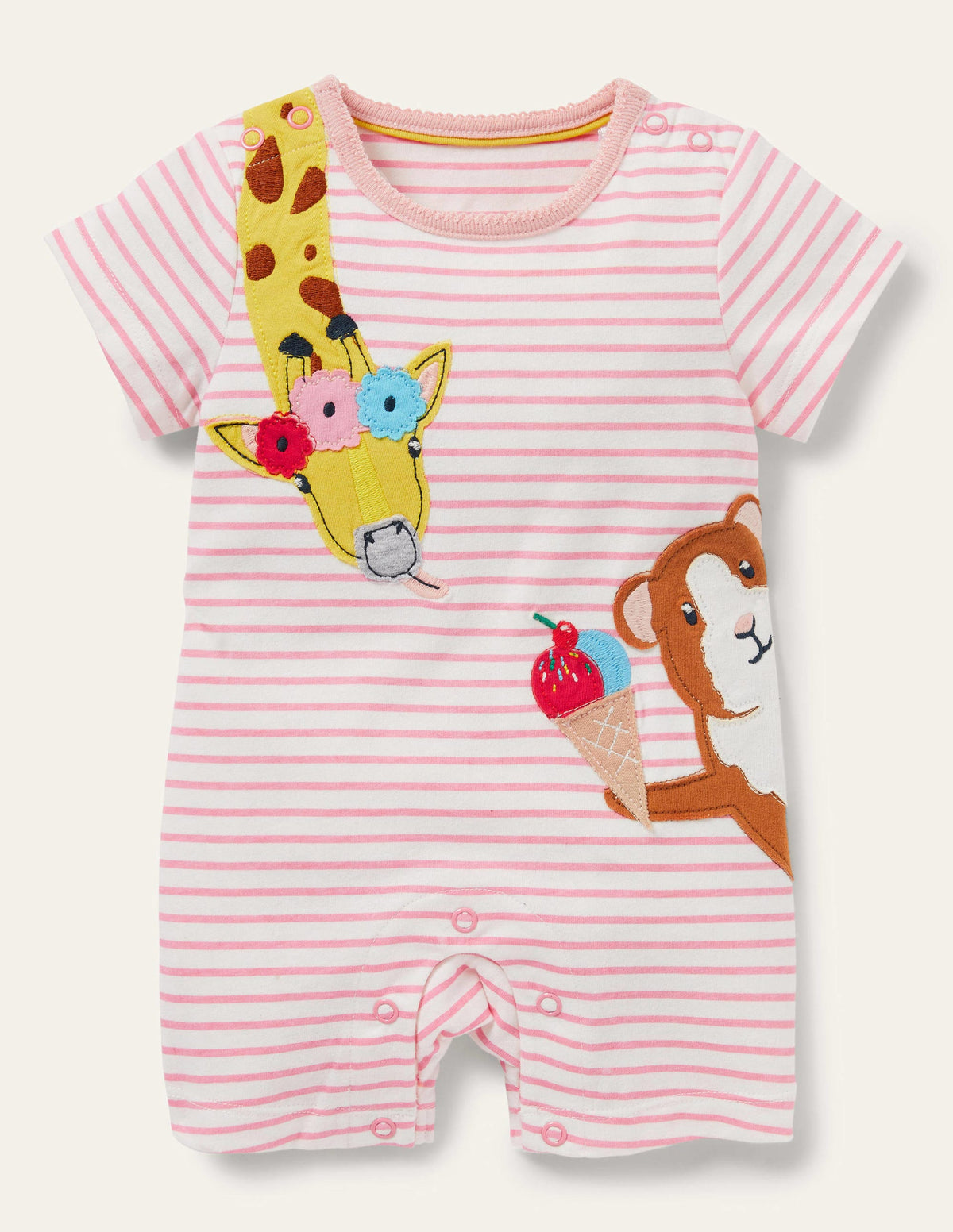 Appliqué Jersey Romper-Rainbow Animals - Image 1