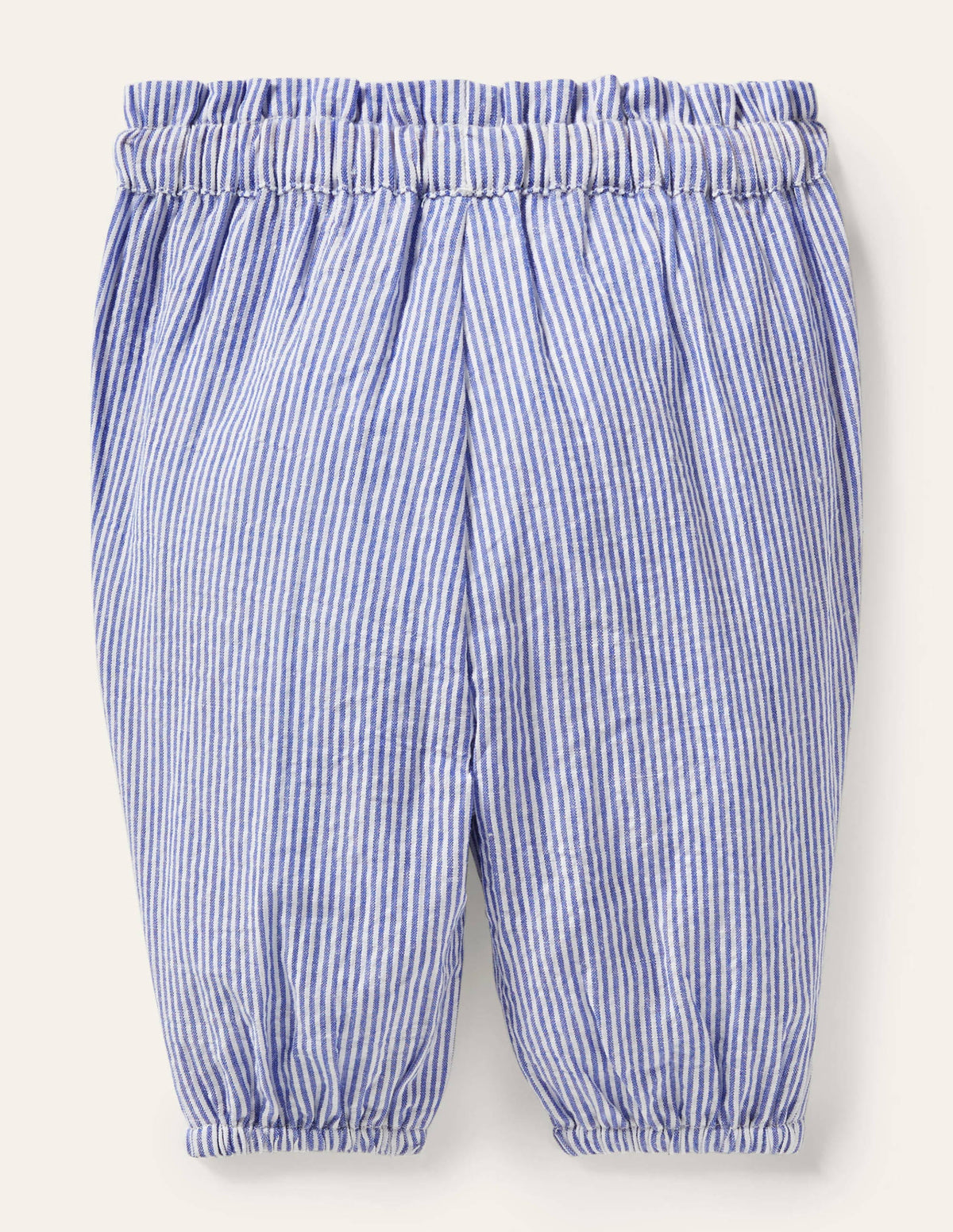 Gewebte Paperbag-Hose-Naturweiß/Helles Glockenblumenblau, Feine Streifen-2