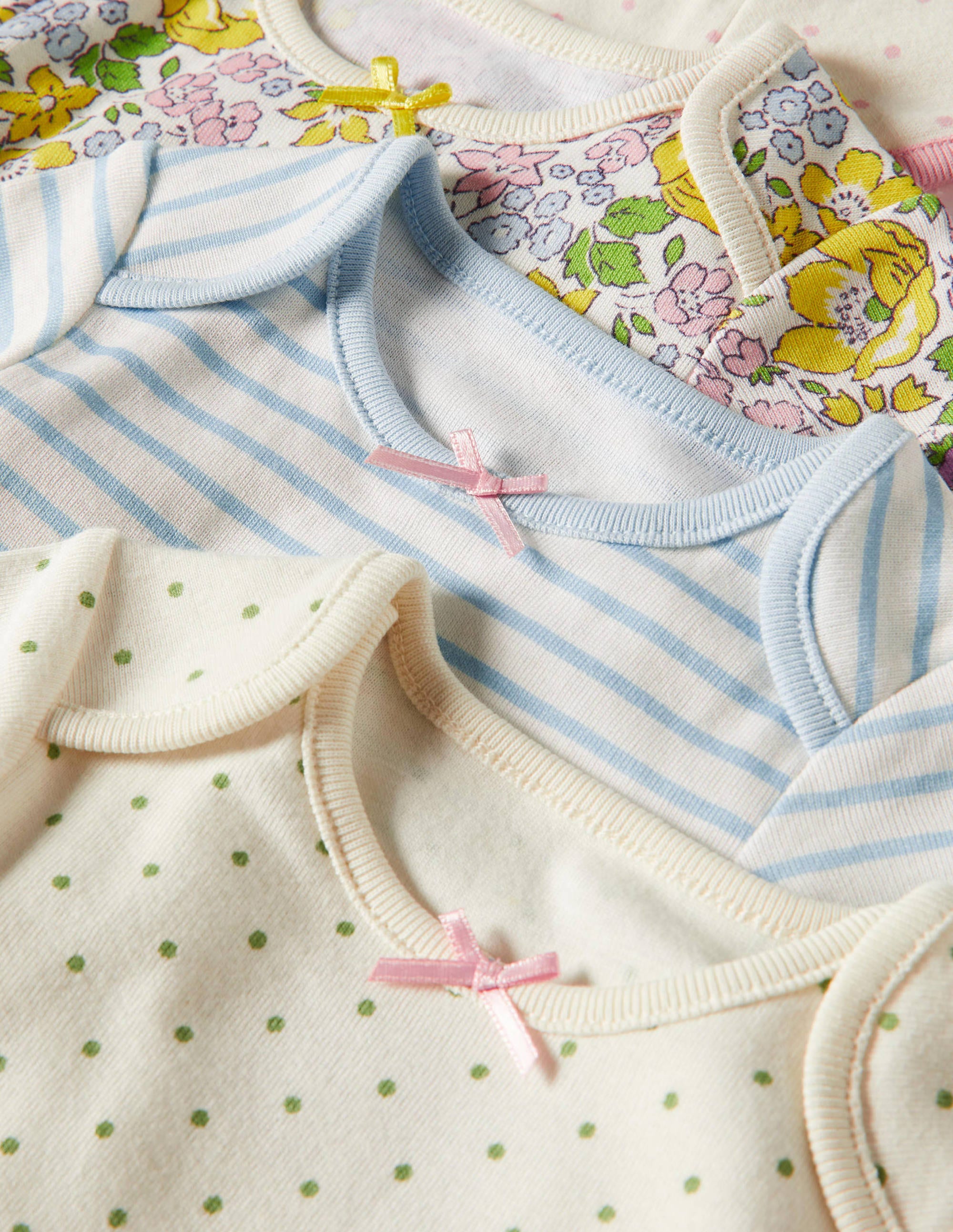 Short Sleeve 5 Pack Bodysuits-Pale Lemon Floral - Image 3