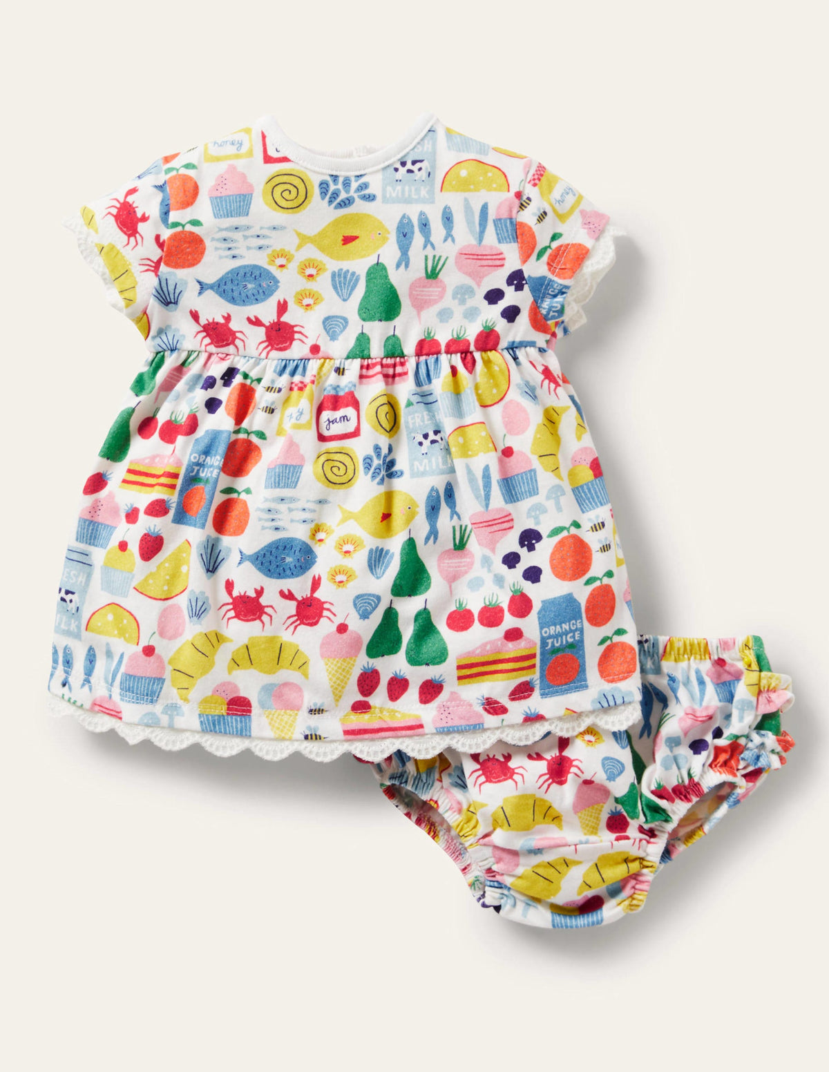 Printed Jersey Dress-Ivory Farmers Market - Image 1
