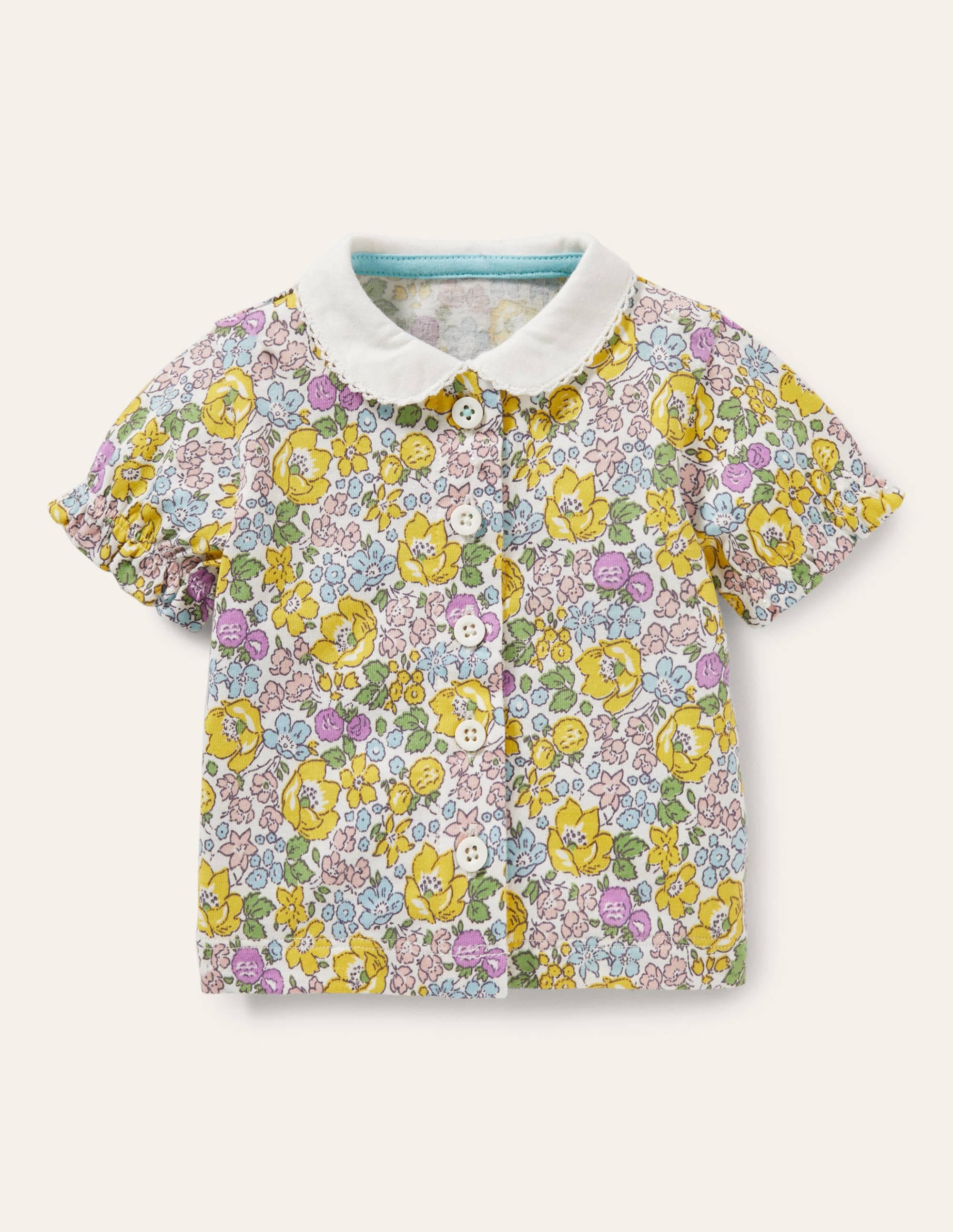 Top imprimé à col-Motif floral violet froid - Image 1