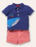 Spielset mit Poloshirt und Shorts-Segelblau, Wal
