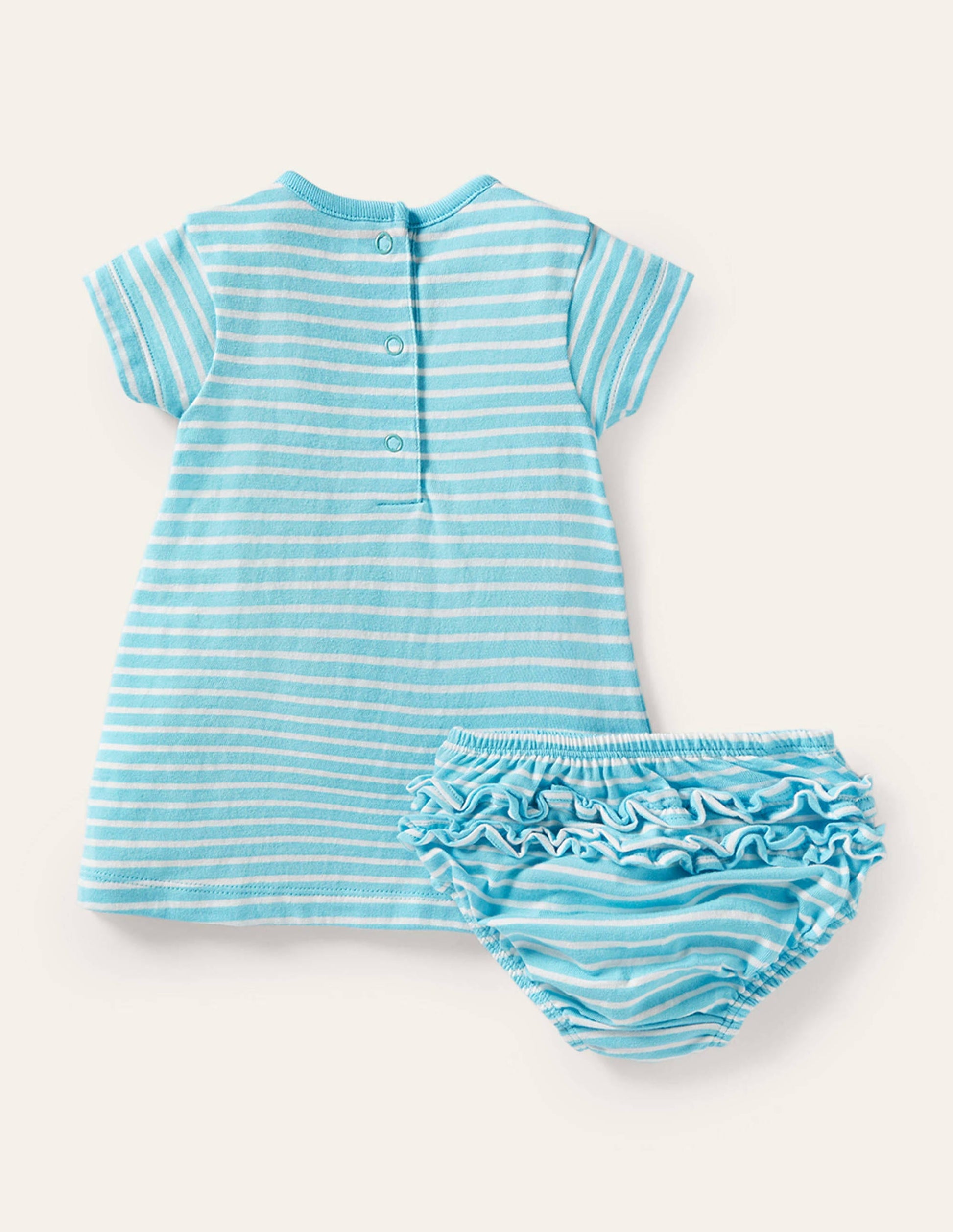 Jerseykleid mit Applikation-Wasserblau/Naturweiß, Häschen-2