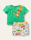 Appliqué Shorts Playset-Green Giraffe