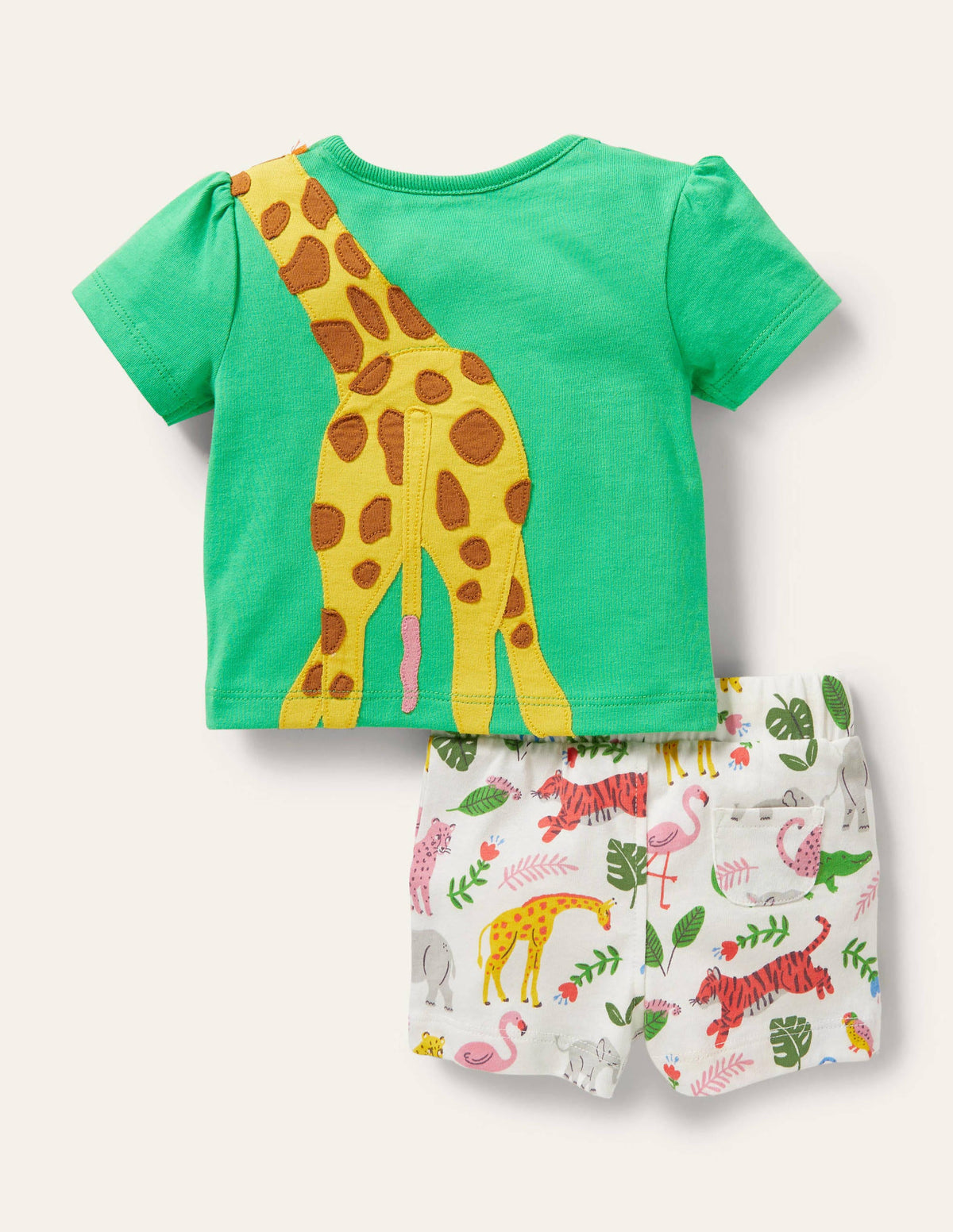 Appliqué Shorts Playset-Green Giraffe-2