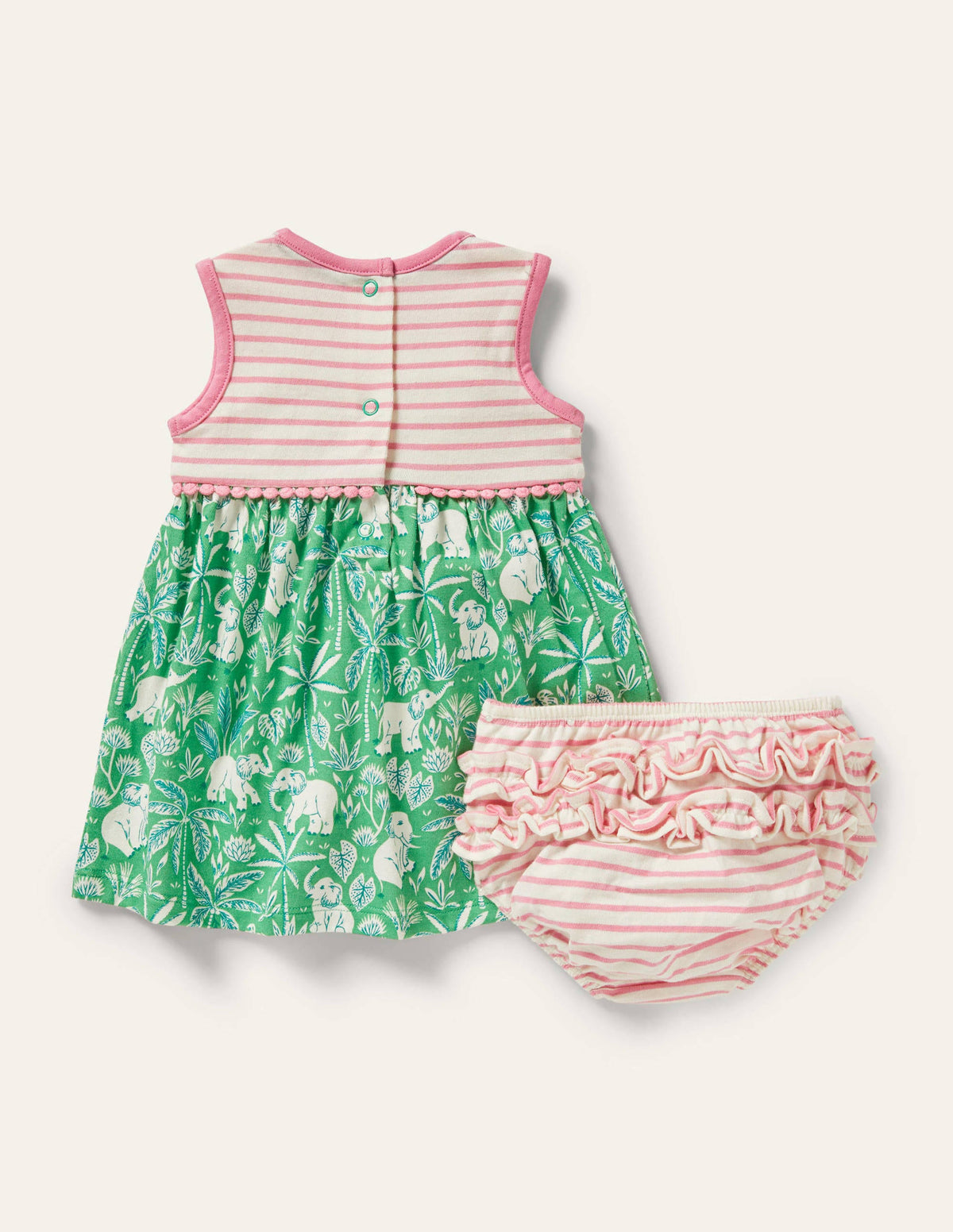 Robe sans manches en jersey-Palmiers et éléphants vert aloe vera - Image 2