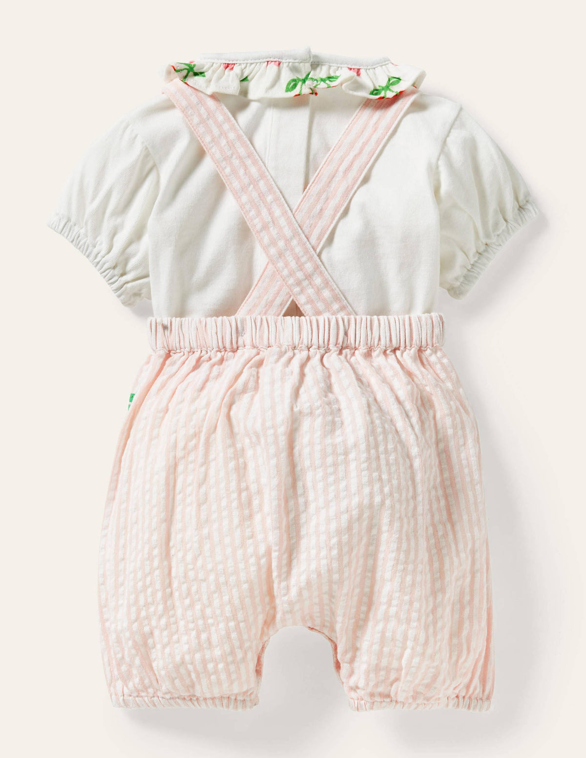Ensemble avec barboteuse à motif cerise-Coutil cerise ivoire/rose boto-2