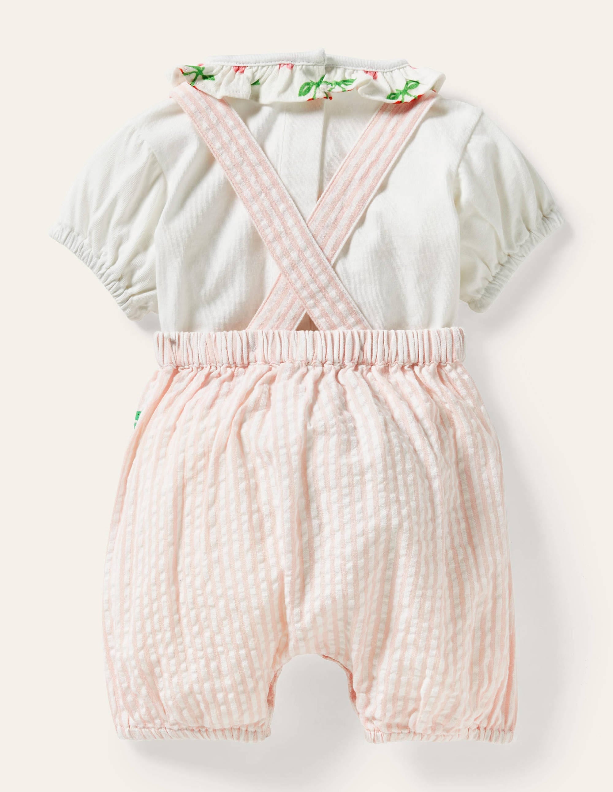 Ensemble avec barboteuse à motif cerise-Coutil cerise ivoire/rose boto - Image 2