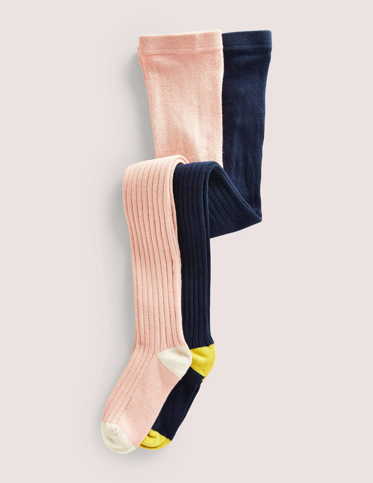 Rippenstrumpfhosen im 2er-Pack-Navy/Grau - Image 1