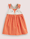 Schürzenkleid aus Cord-Tigerlilienorange, Pünktchen/Fuchs