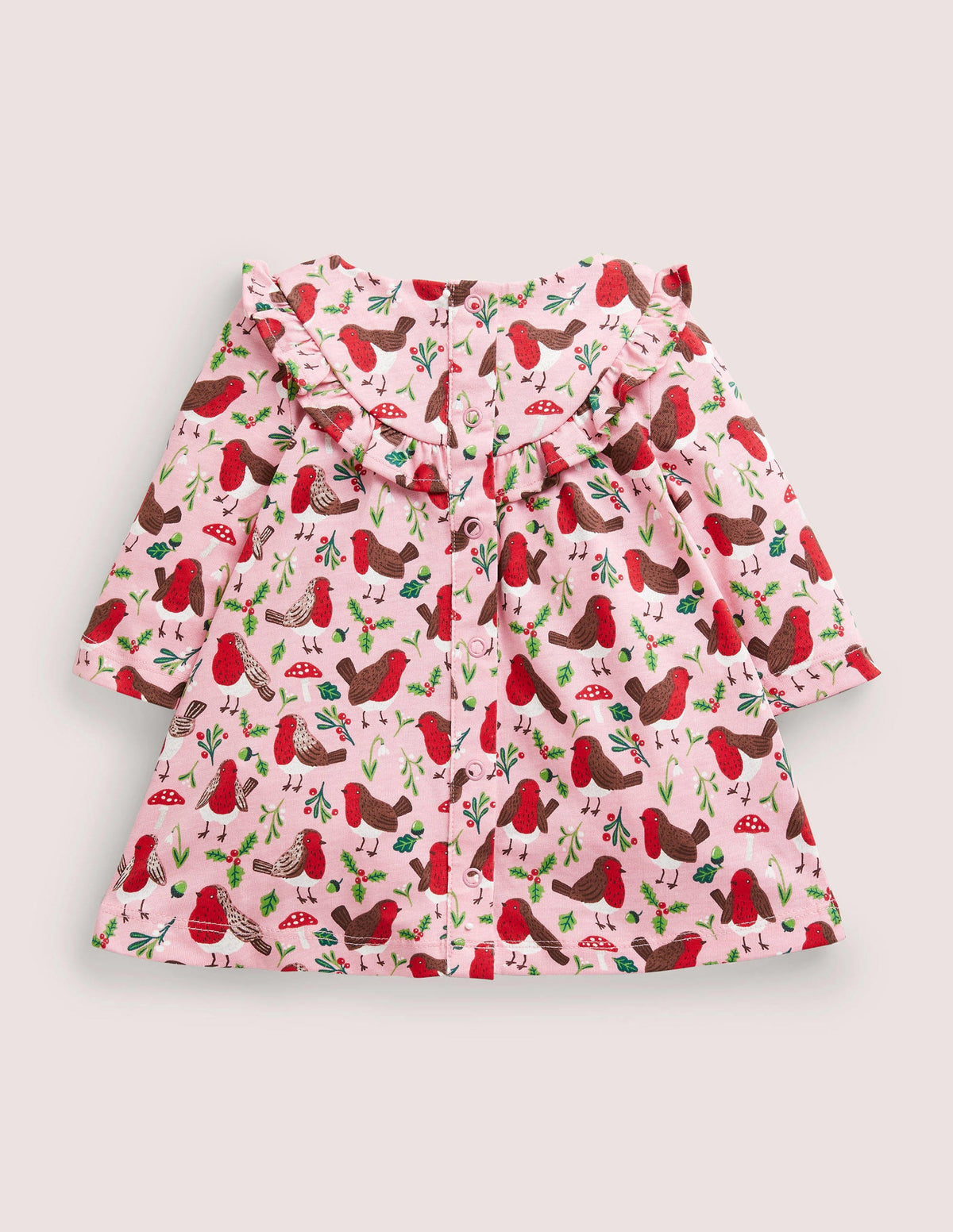 Langärmliges Kleid mit Muster-Delfinrosa, Rotkehlchen-2