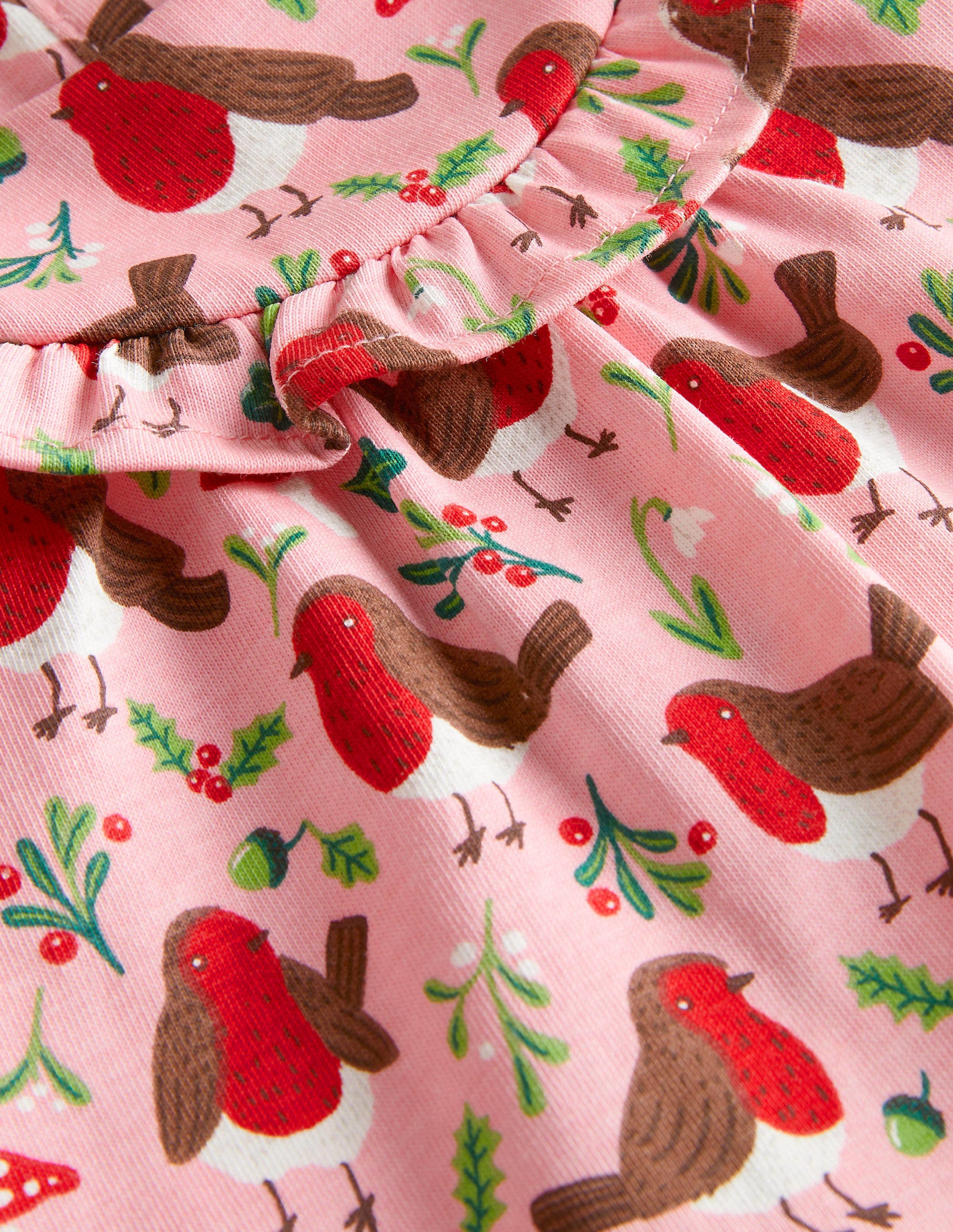 Langärmliges Kleid mit Muster-Delfinrosa, Rotkehlchen - Image 3