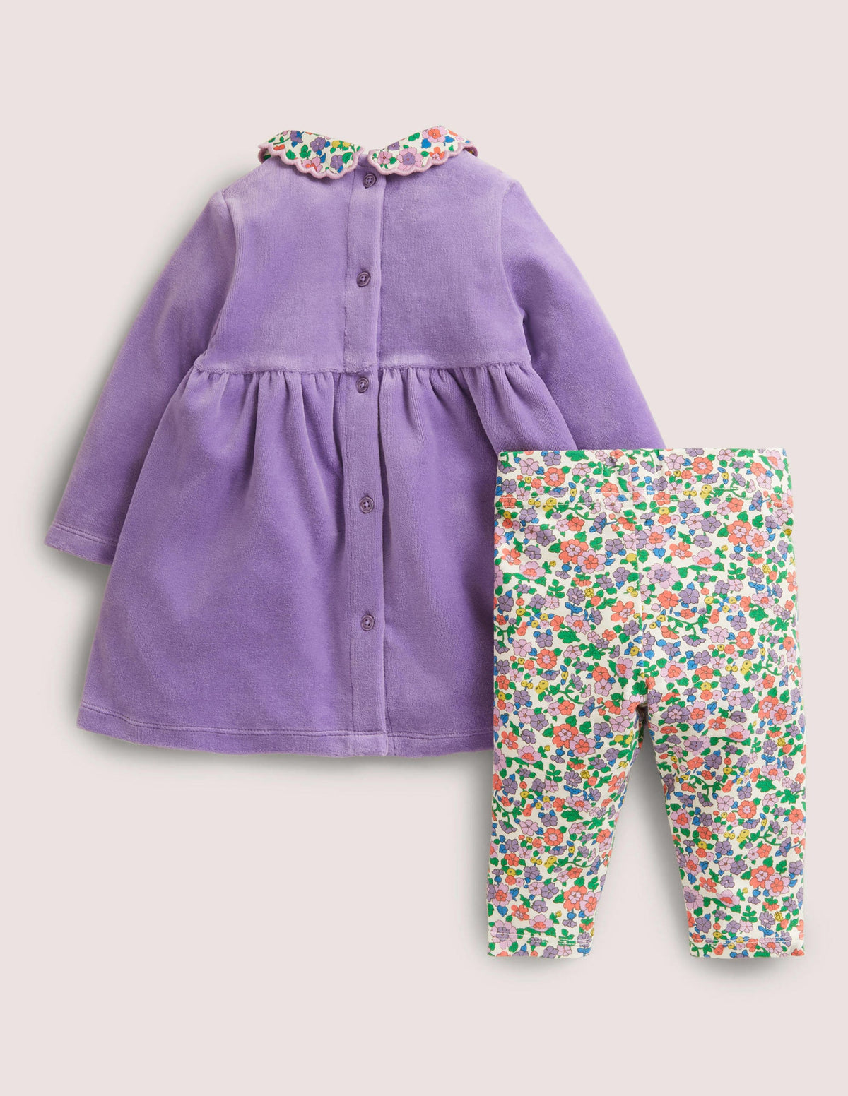 Velour Dress and Legging Set-Aster Purple Floral-2