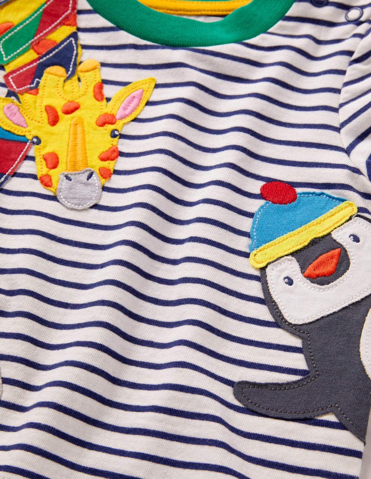T-shirt manches longues à appliqué-Animaux du monde ivoire/bleu marine-3