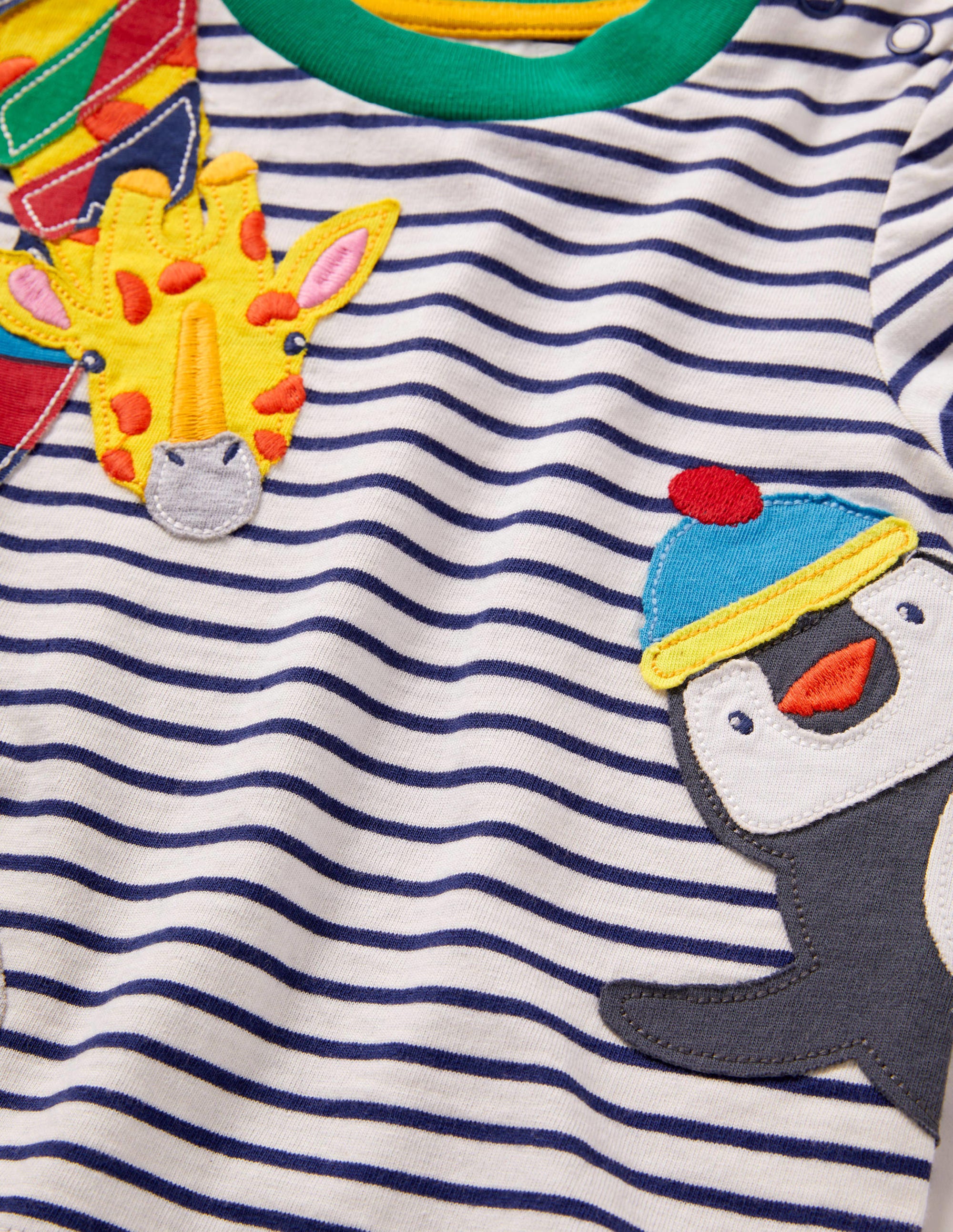 T-shirt manches longues à appliqué-Animaux du monde ivoire/bleu marine - Image 3