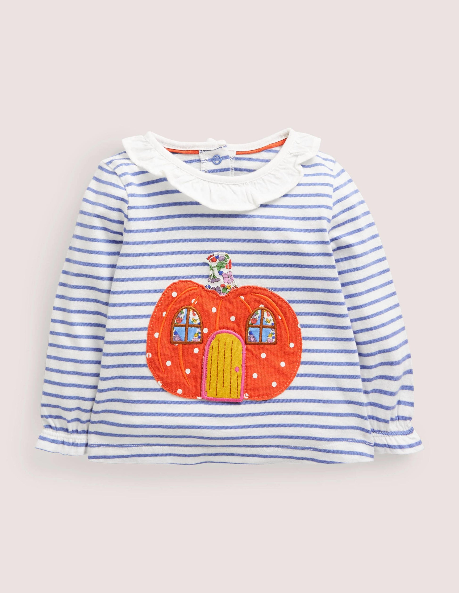 Pumpkin Stripe Lift-the-Flap Halloween Top-Blau/Orange, Kürbis-1