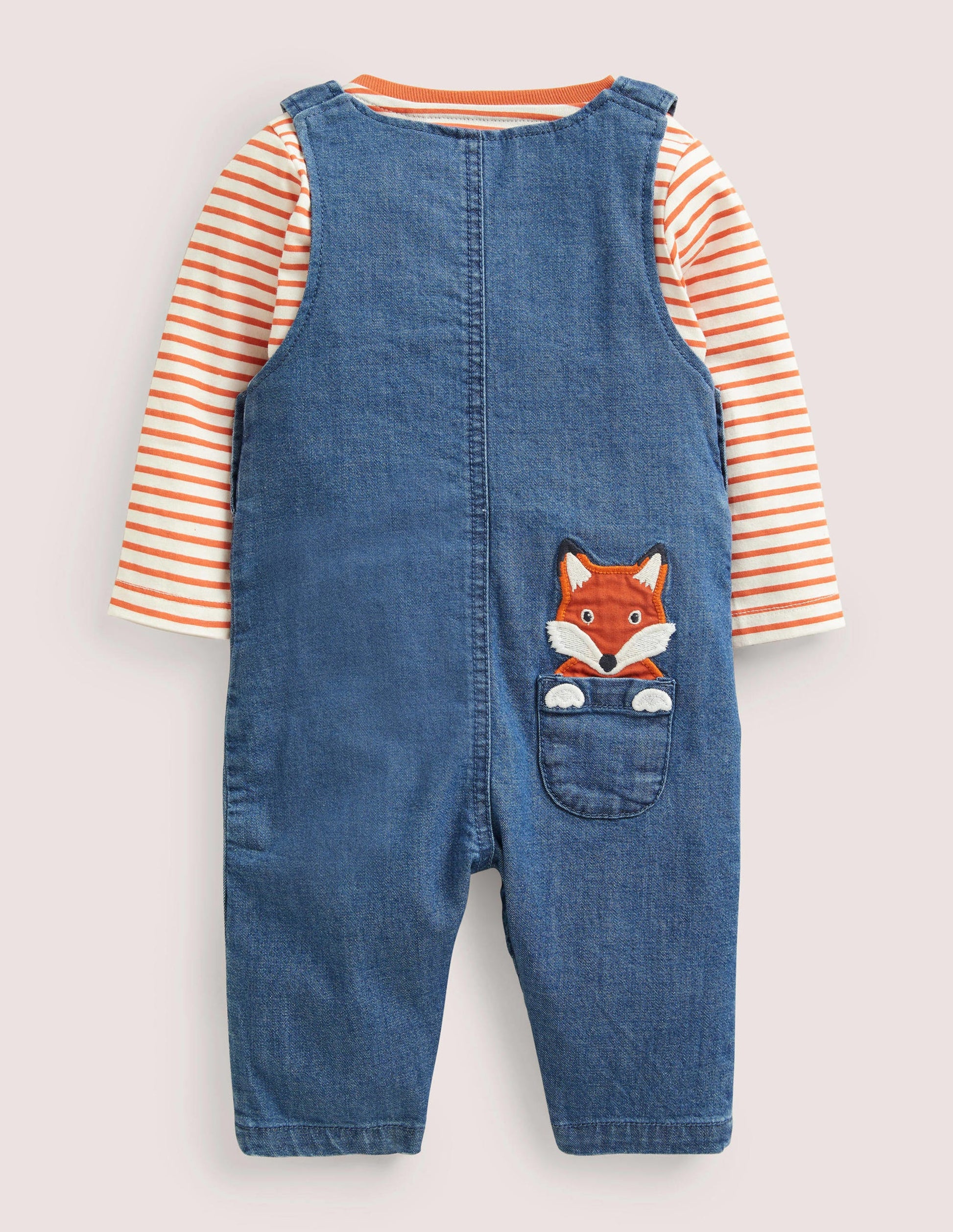 Denim Dungaree Set-Mid Chambray Animals-2