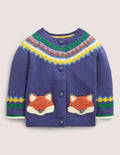 Cardigan mit Fair-Isle-Passe-Segelblau, Fair-Isle-Muster/Fuchs