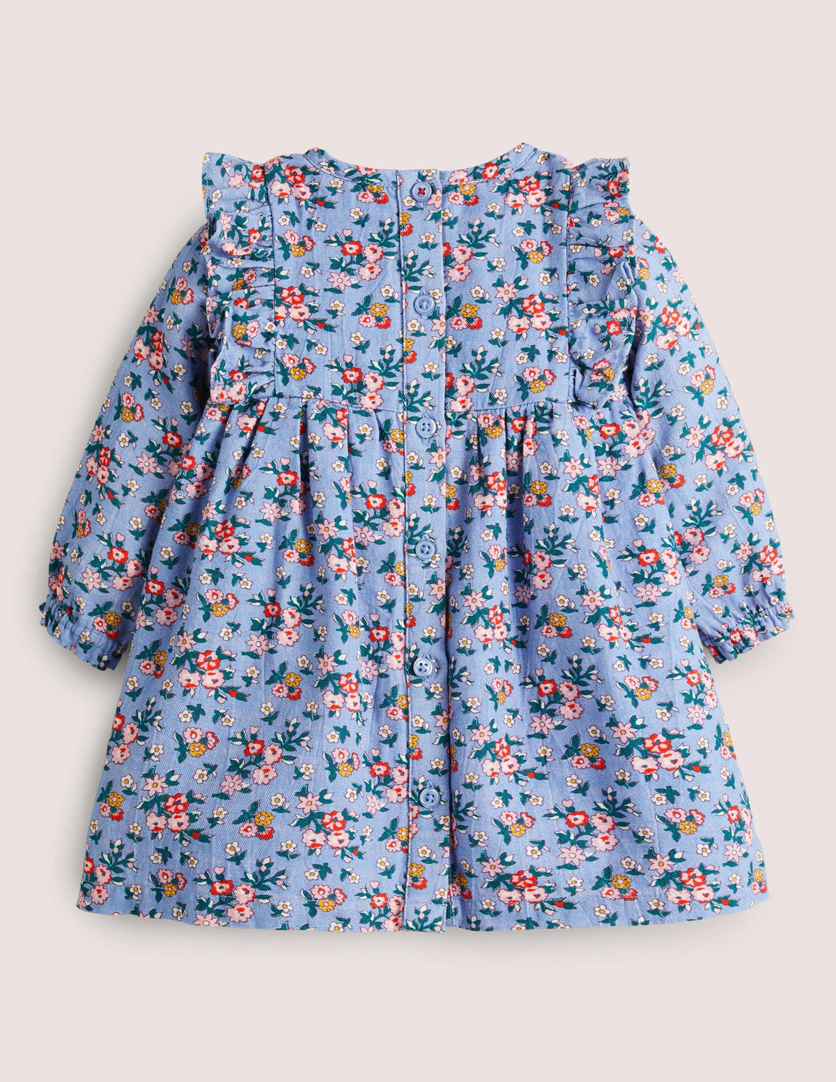 Robe tissée imprimée-Motif floral bleu ancien-2