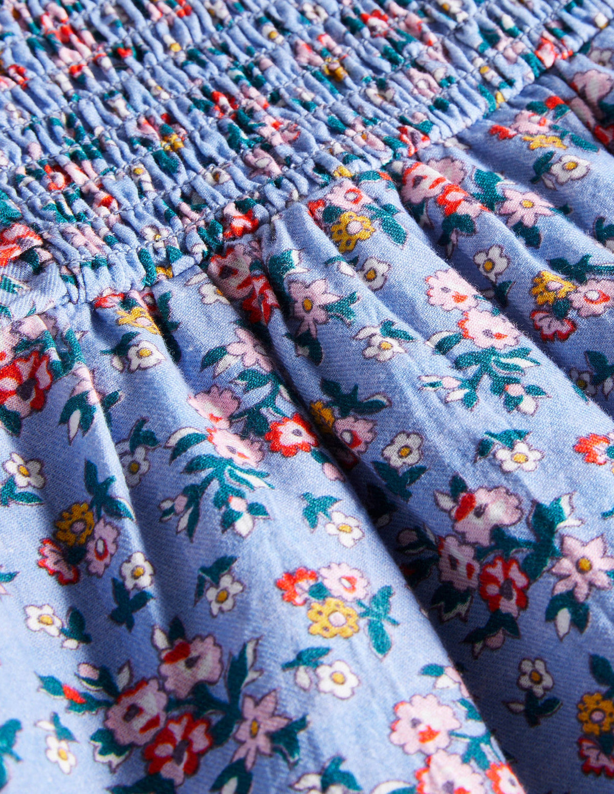 Robe tissée imprimée-Motif floral bleu ancien-3