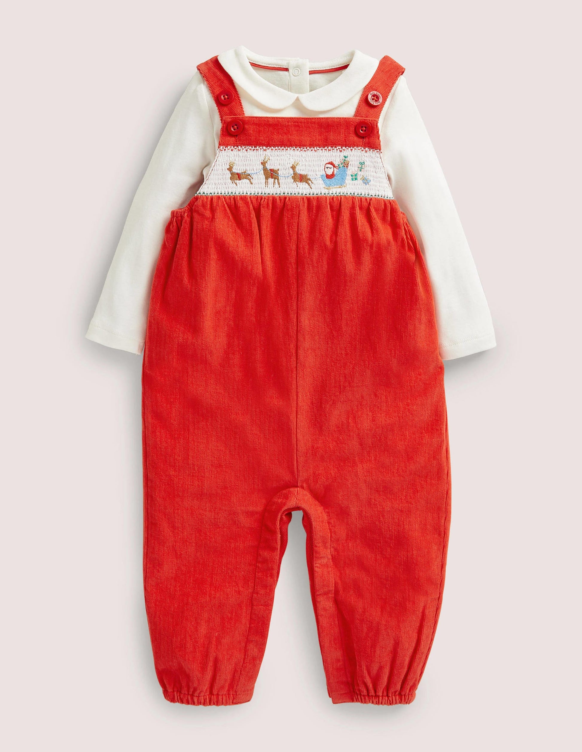 Gesmoktes Latzhosen-Set-Rockabilly-Rot-1