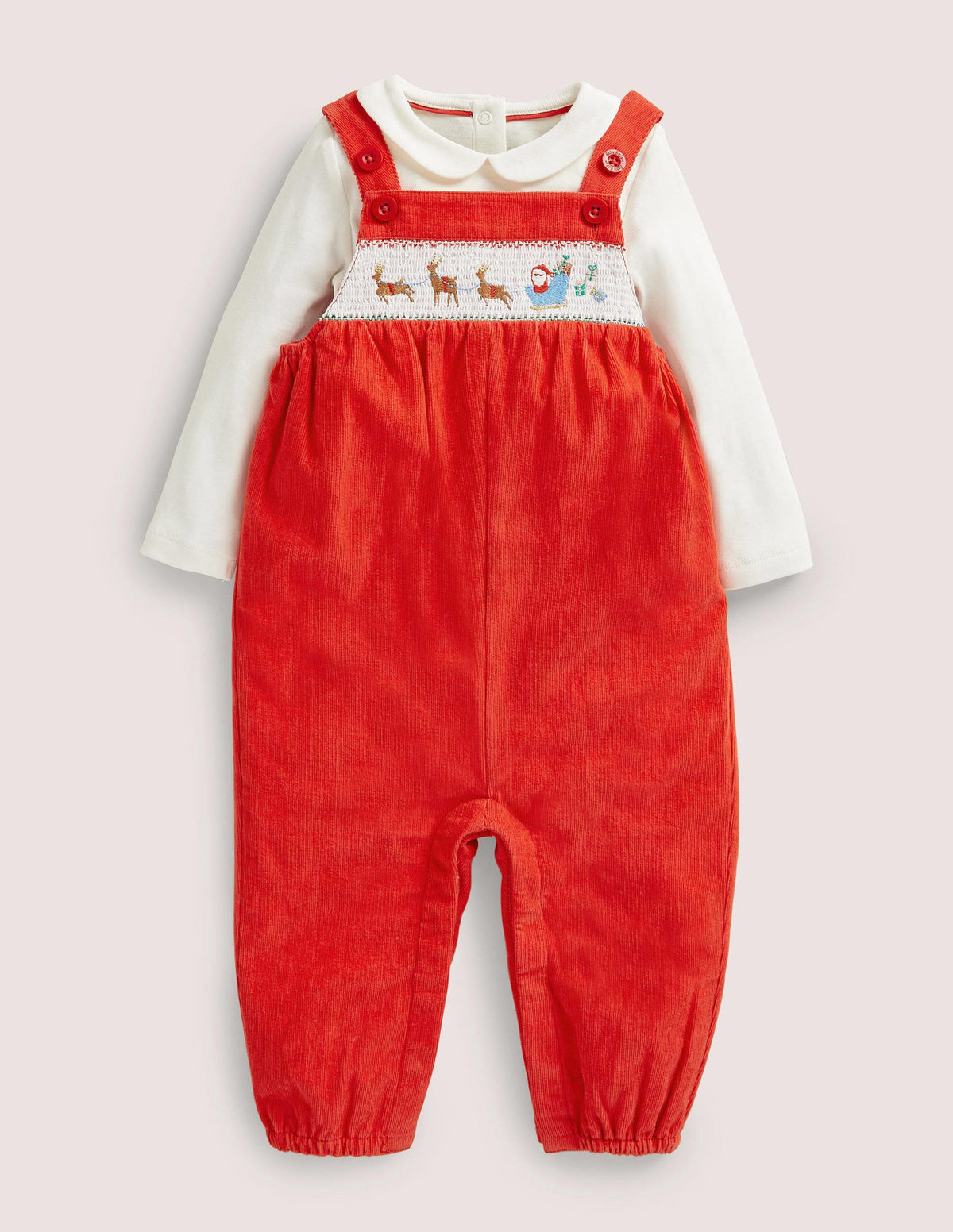 Gesmoktes Latzhosen-Set-Rockabilly-Rot - Image 1