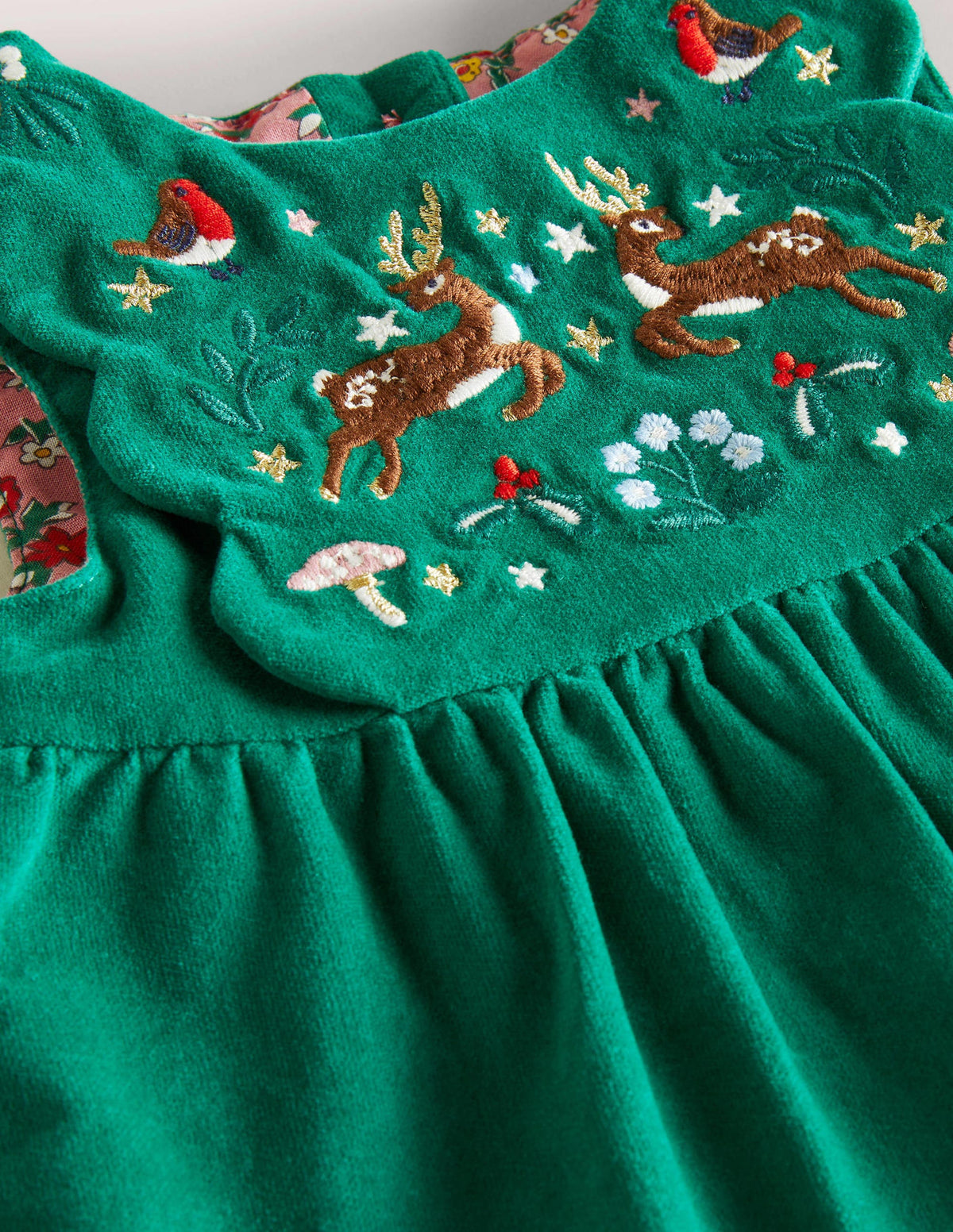 Trägerkleid aus Samt-Waldgrün, Weihnachtlich - Image 3