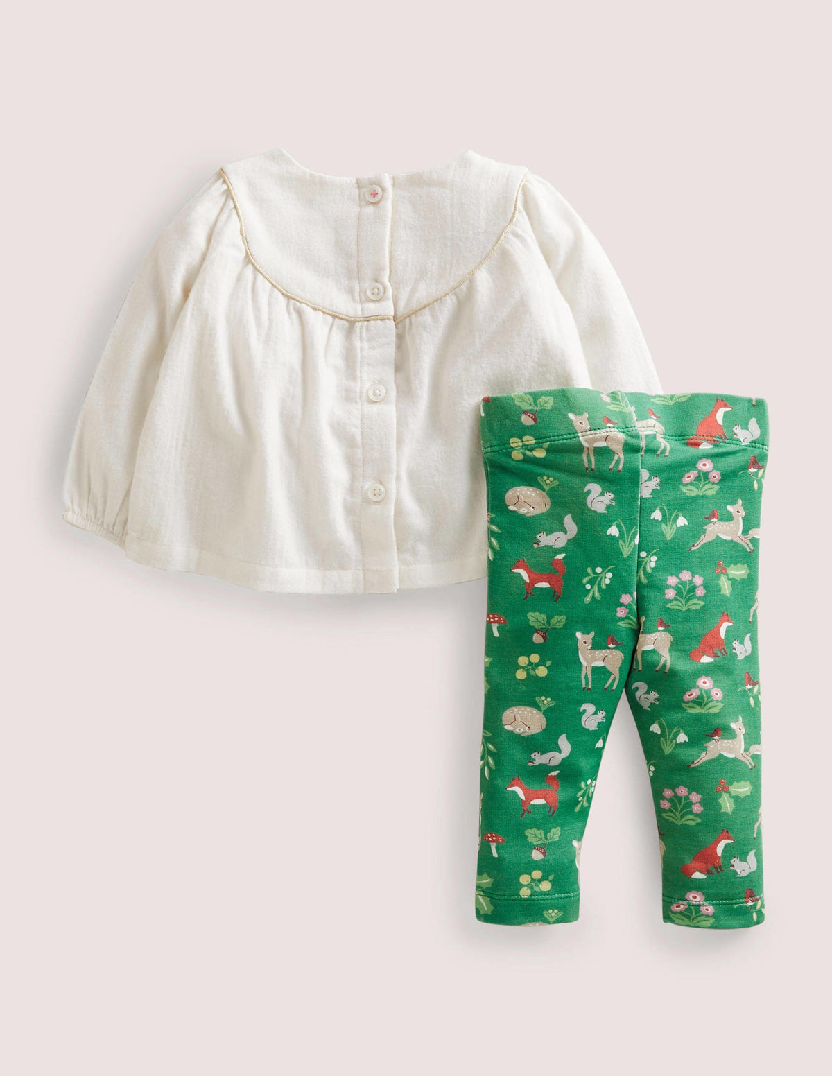Ensemble tissé avec top et legging-Bois festif clairière ombragée-2