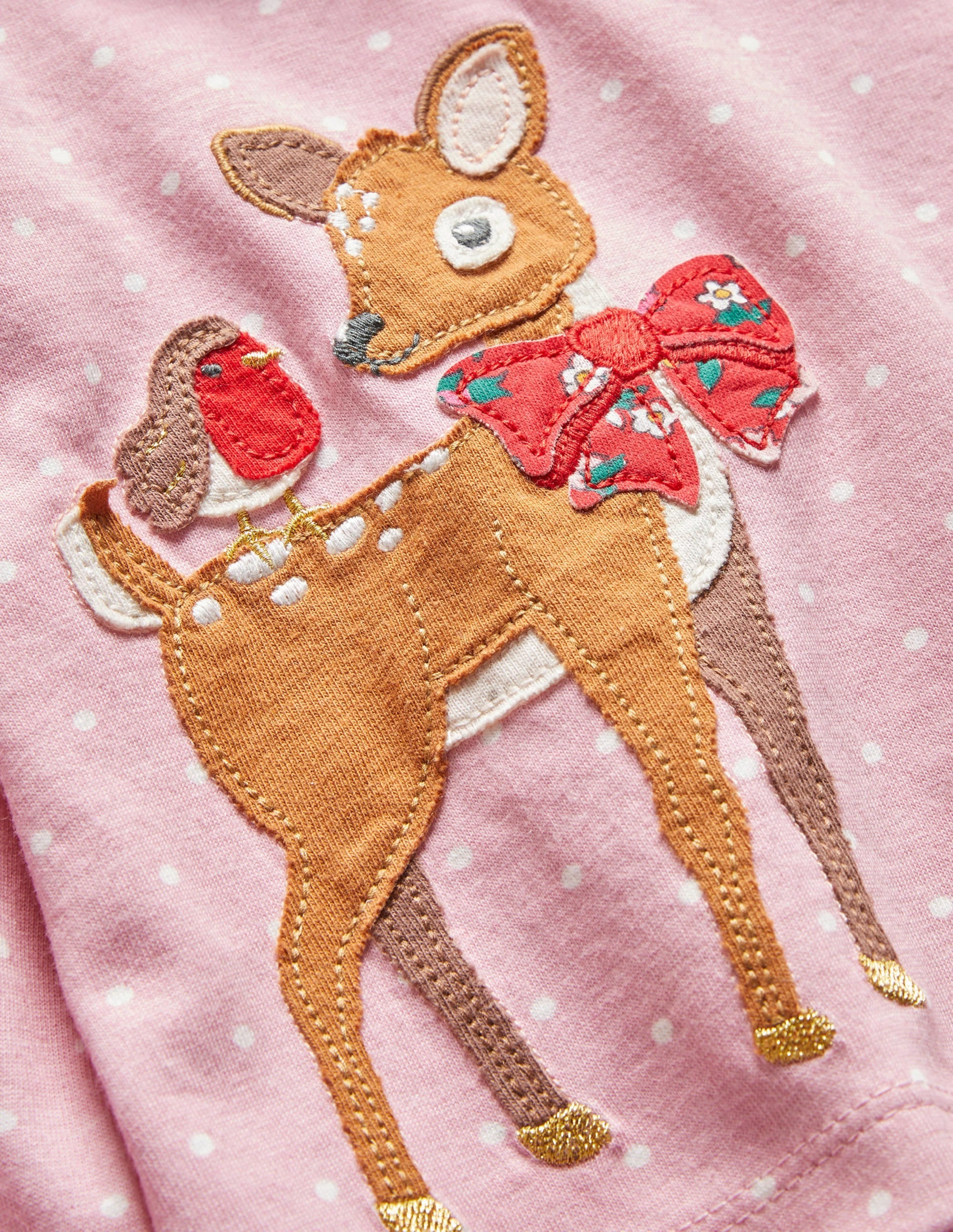 T-shirt graphique à appliqué-Cerf à pois rose camée - Image 3