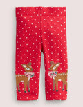 Leggings mit Applikation-Rockabilly-Rot, Rehe
