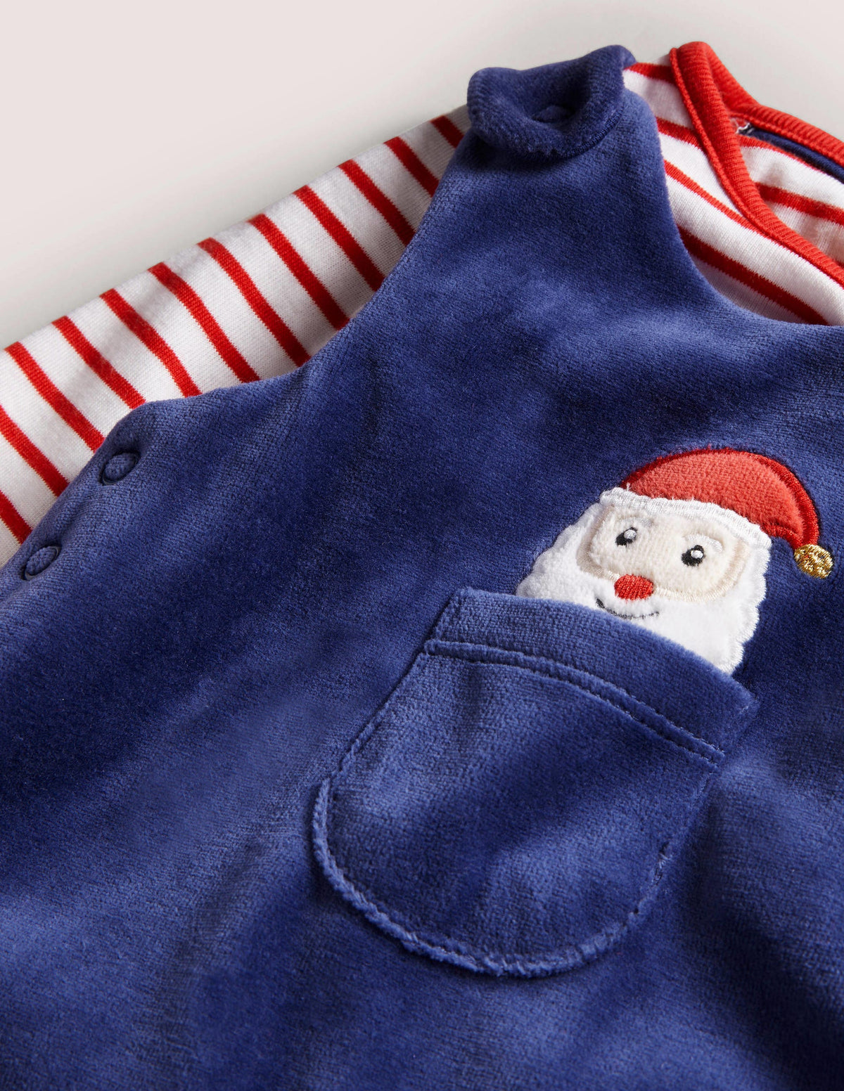 Velourslatzhosen-Set-Segelblau, Weihnachtsmotiv - Image 3