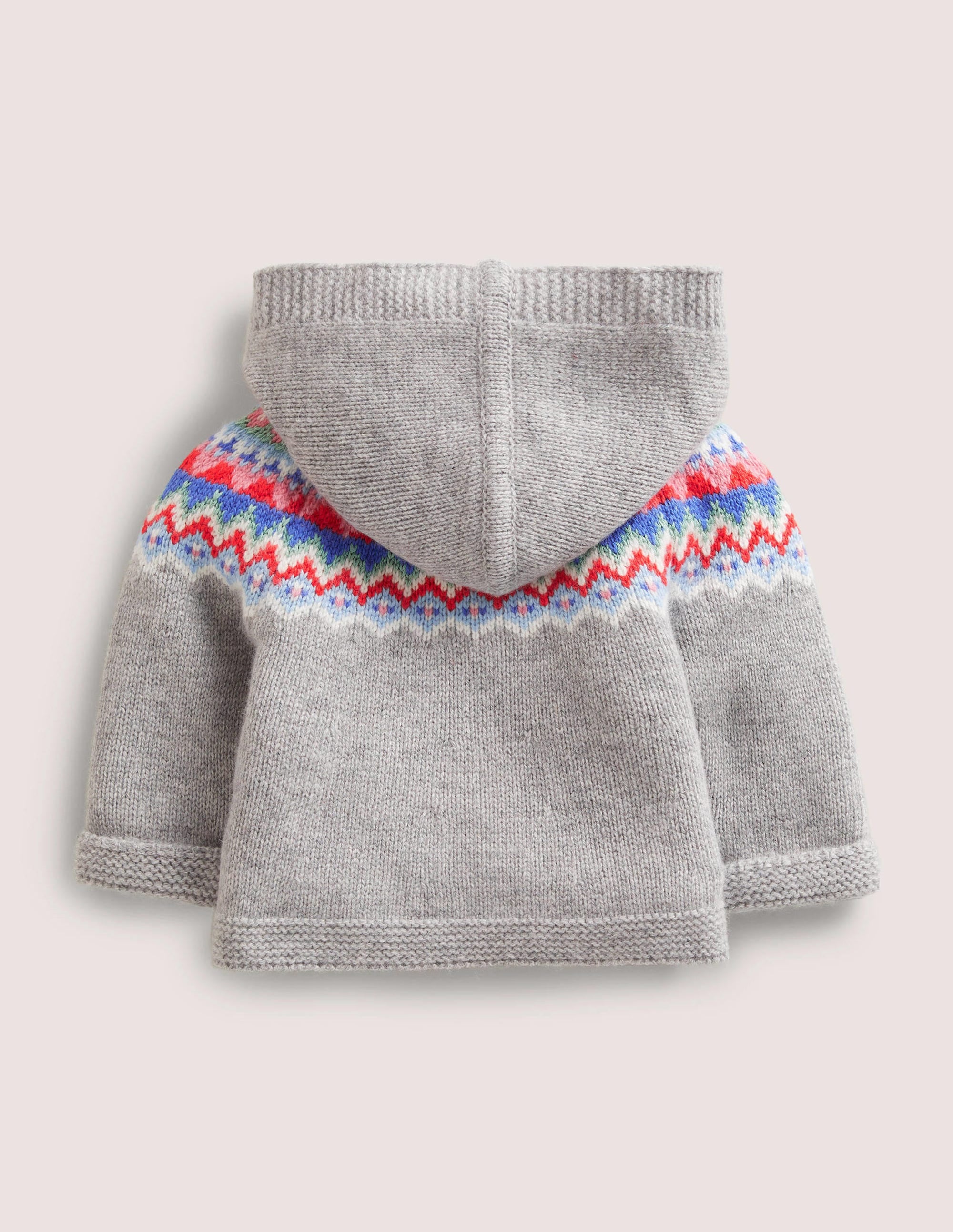 Strickjacke für Mädchen-Grau Meliert, Fair-Isle-Muster - Image 2