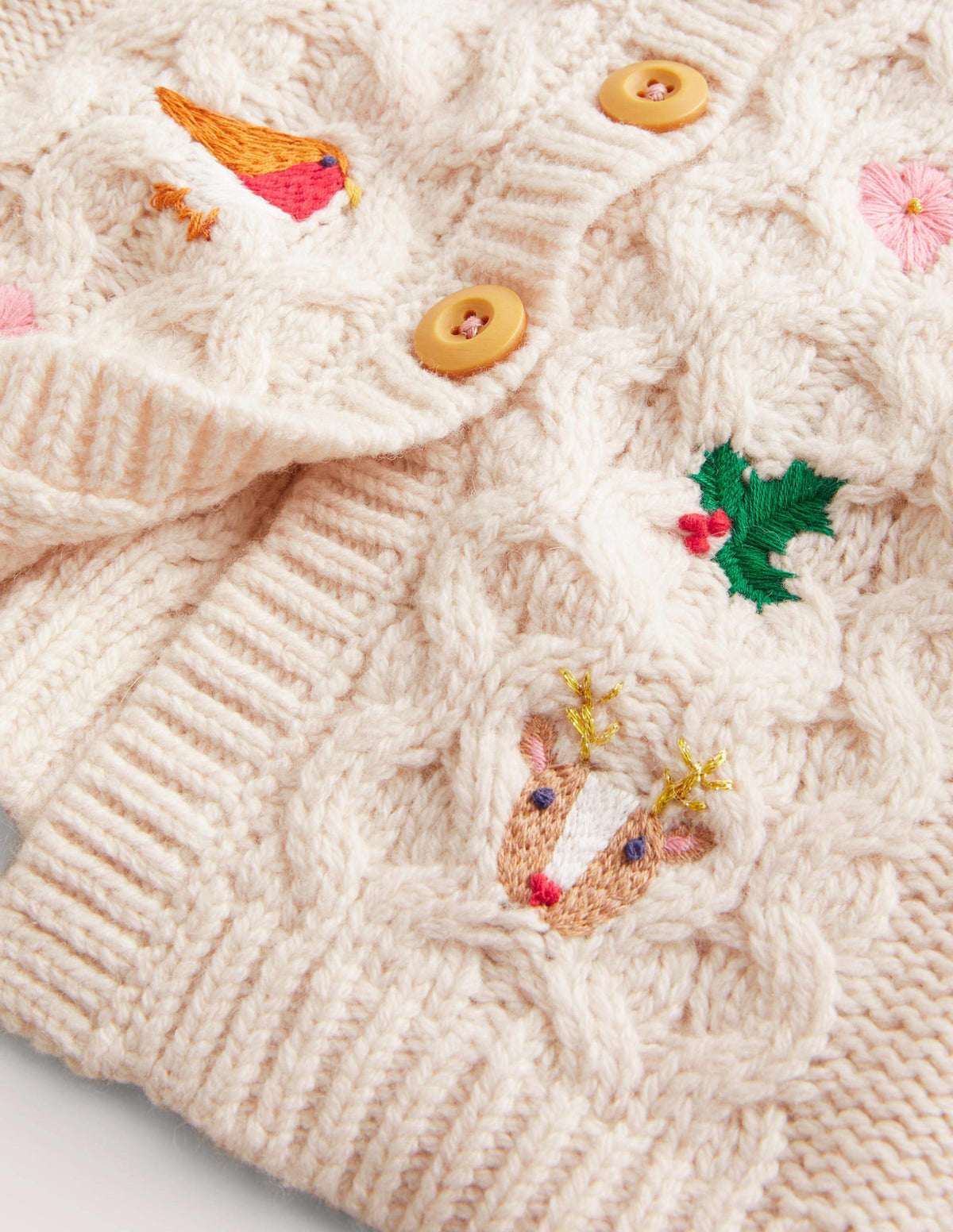 Cardigan mit Zopfstrickmuster-Ecru-3