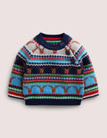 Fair-Isle-Pullover mit Rentieren-Grau Meliert, Rentiere