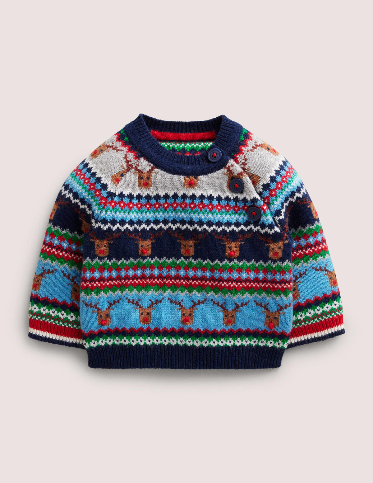 Fair-Isle-Pullover mit Rentieren-Grau Meliert, Rentiere - Image 1