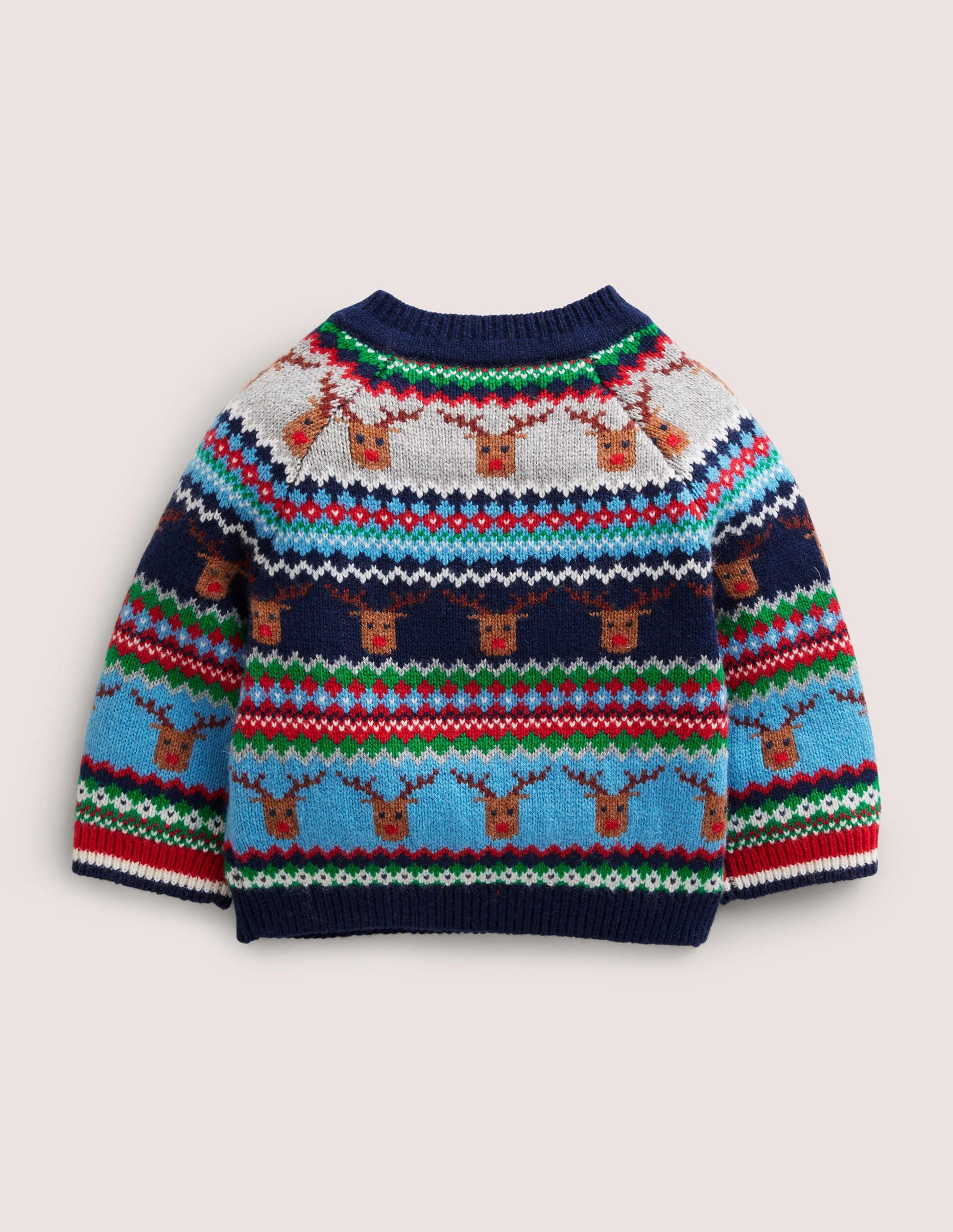 Fair-Isle-Pullover mit Rentieren-Grau Meliert, Rentiere-2