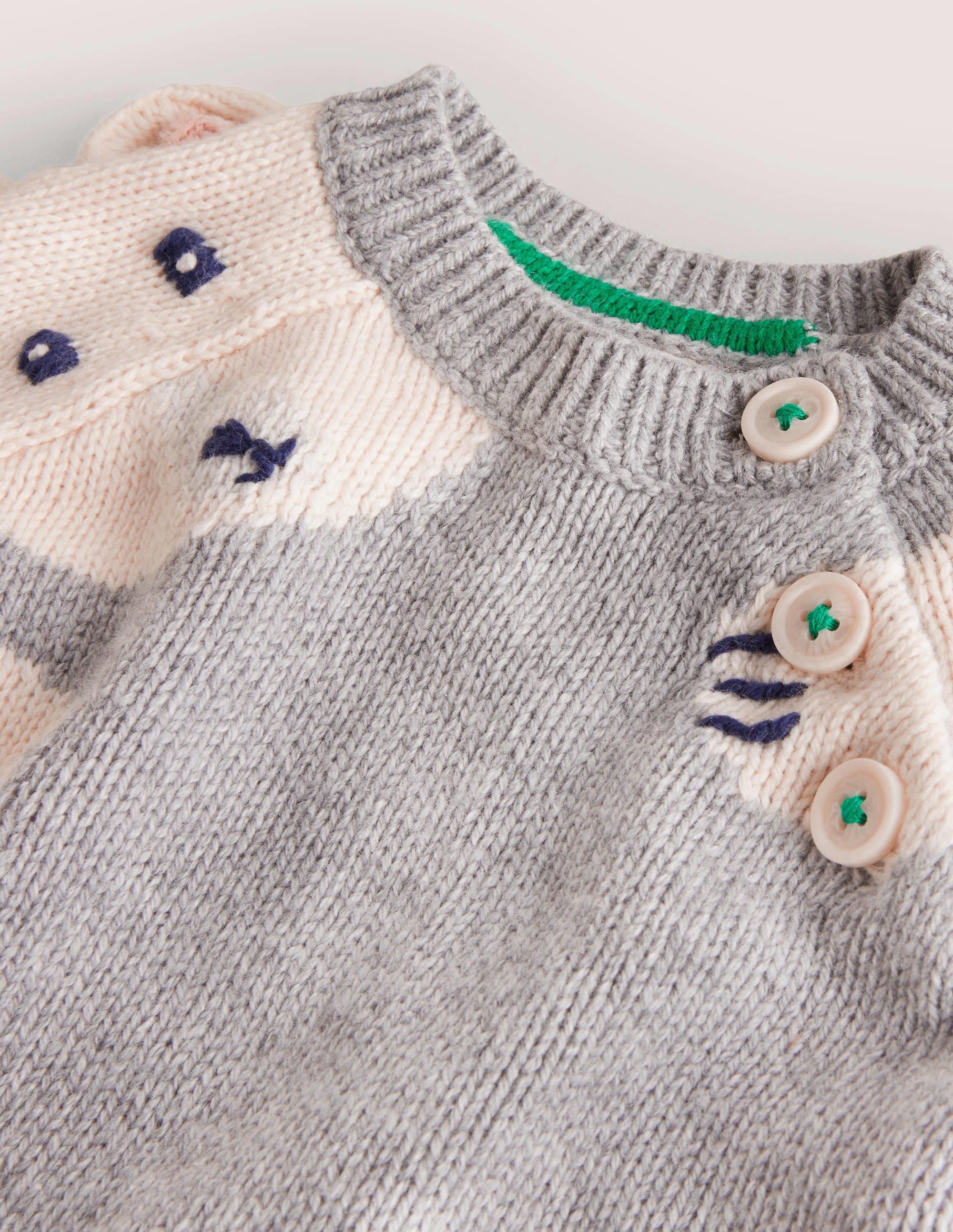 Fröhlicher weihnachtlicher Pullover-Grau Meliert, Eisbär - Image 3
