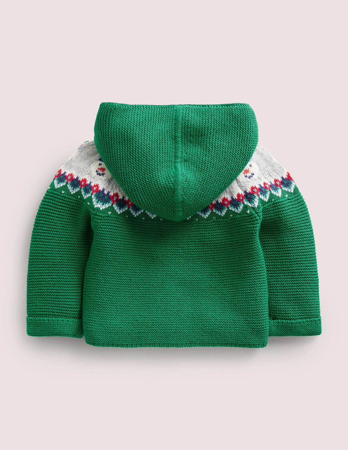 Veste en maille motif jacquard-Motif jacquard bonhomme de neige vert - Image 2