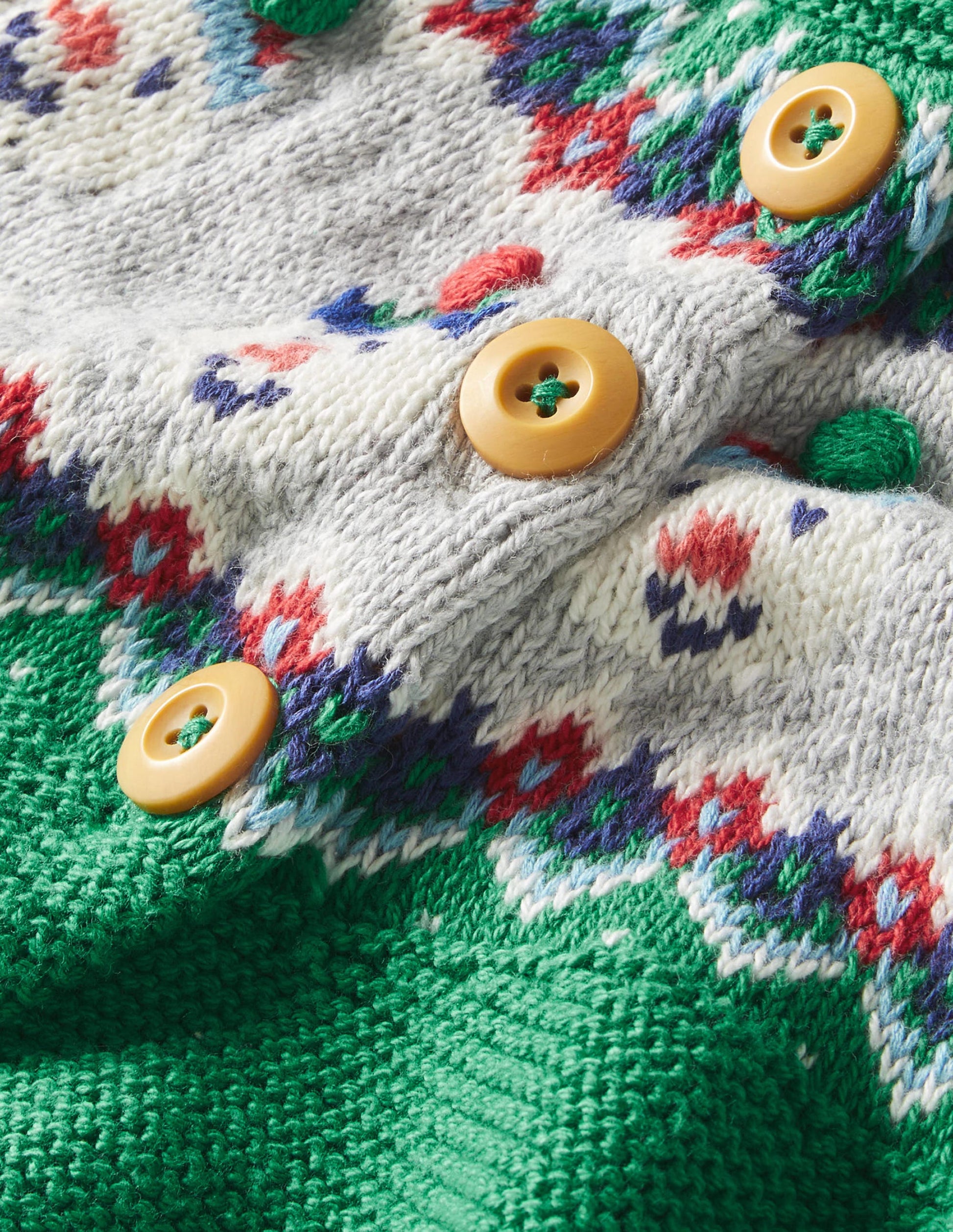 Veste en maille motif jacquard-Motif jacquard bonhomme de neige vert-3
