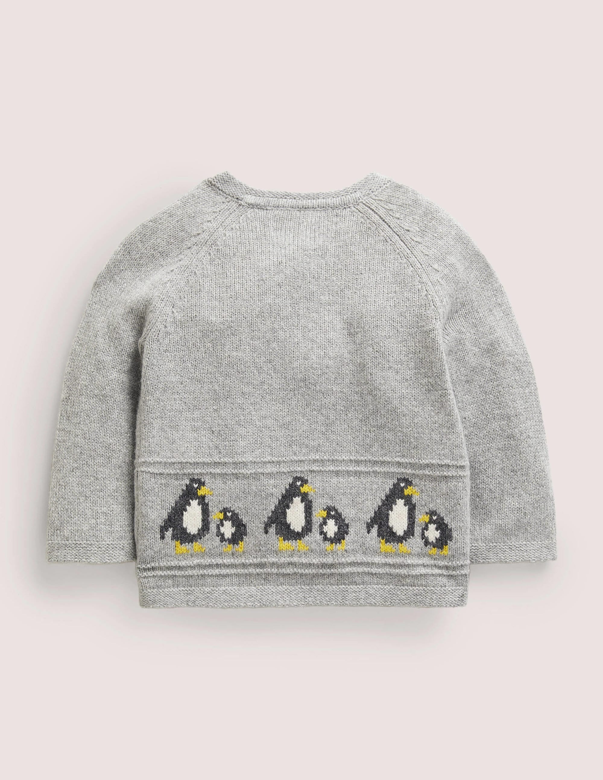 Fair-Isle-Cardigan für Neugeborene-Silber Meliert, Pinguine - Image 2