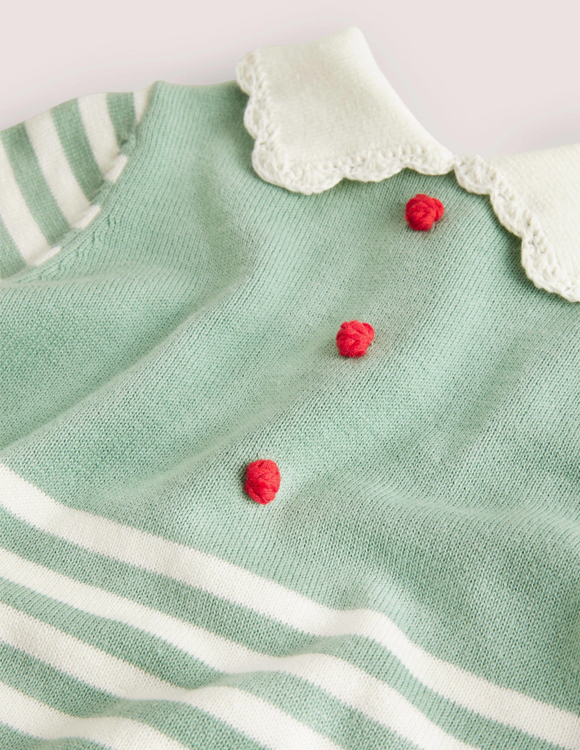 Green-Striped Knitted Elf Christmas Romper-Csarite Green Stripe Elf-3