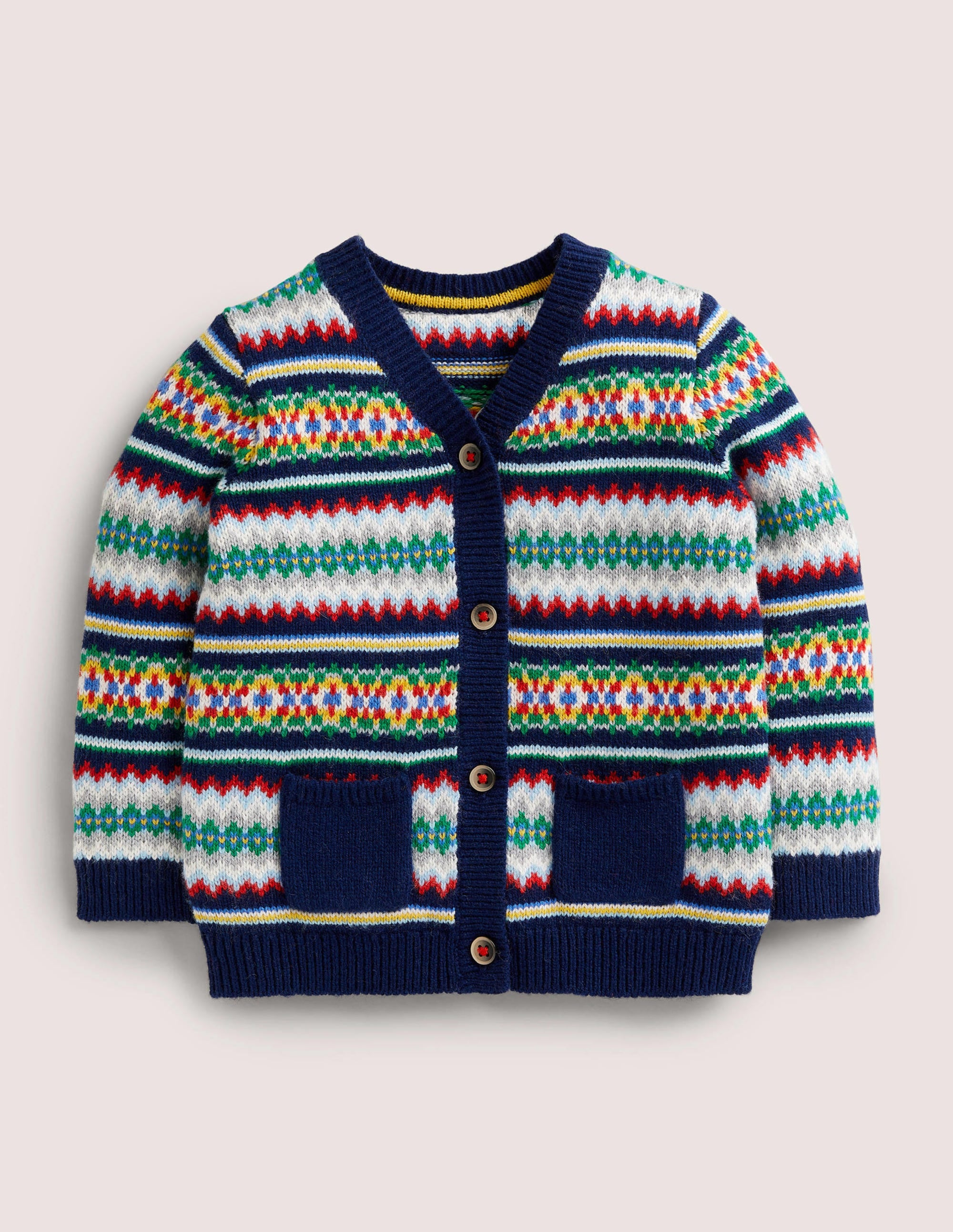 Cardigan mit durchgehendem Fair-Isle-Muster-Segelblau, Buntes Fair-Isle-Muster - Image 1