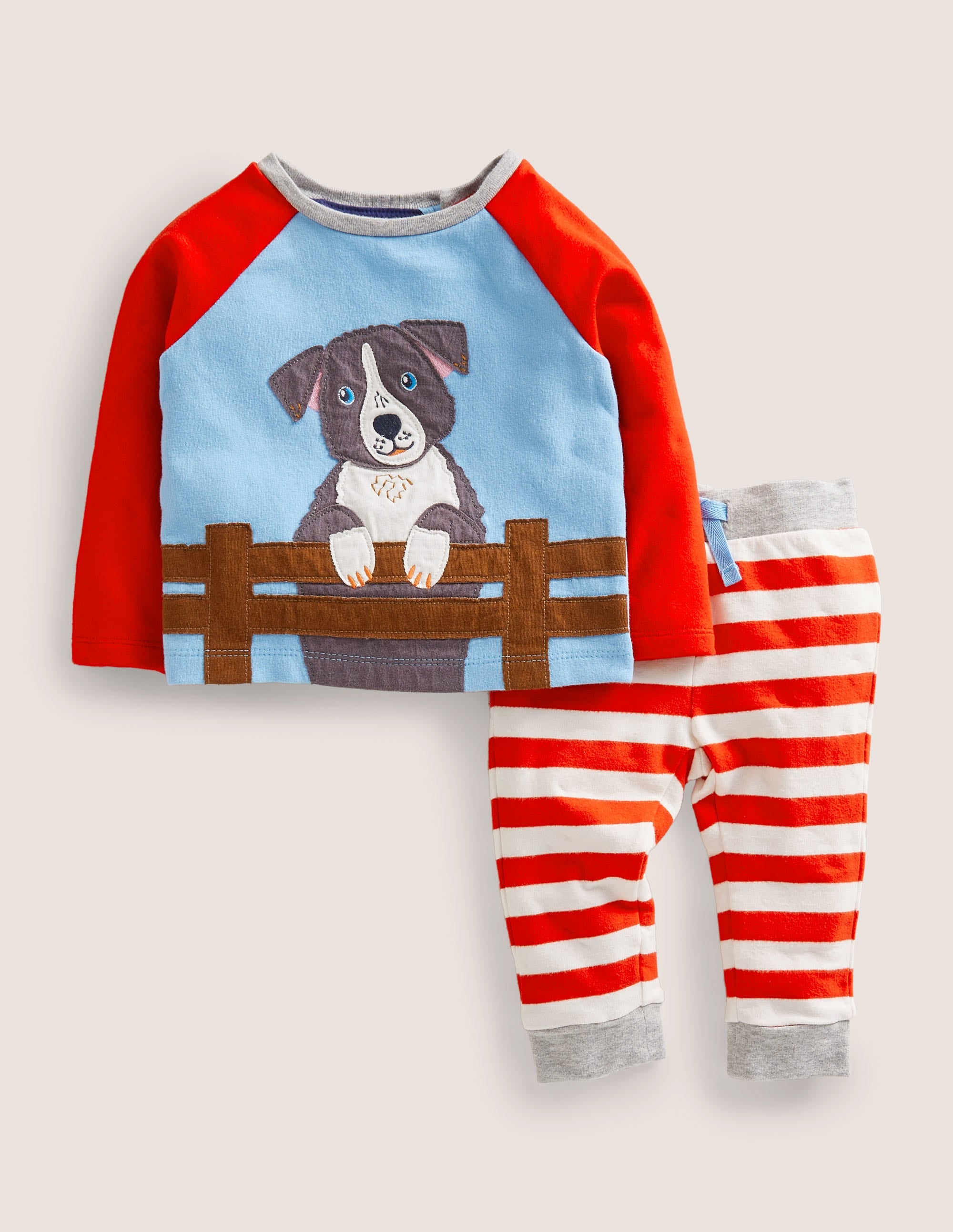 Ensemble en jersey avec logo-Chien ivoire/rouge feu - Image 1