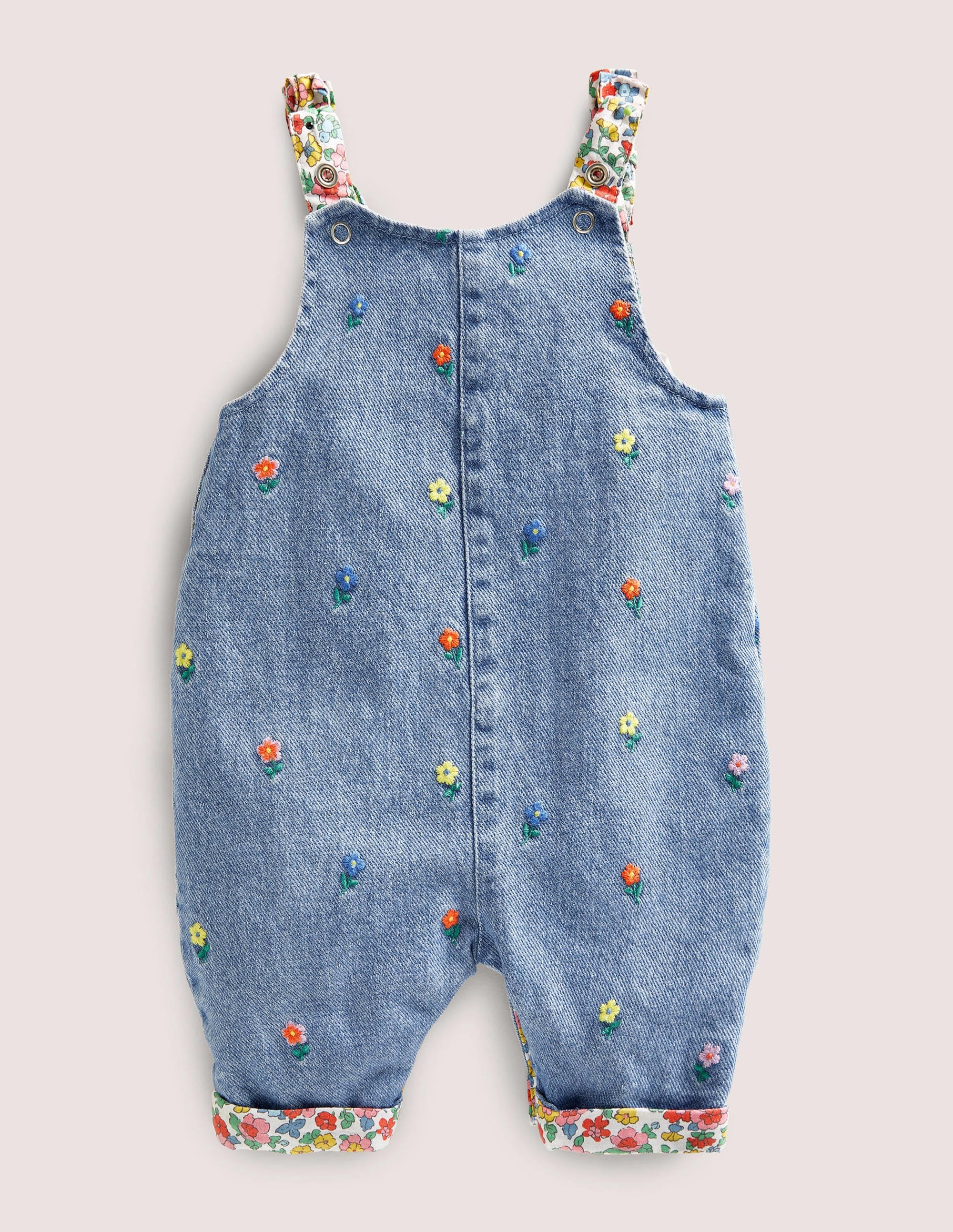 Salopette tissée à nœud-Broderie Fleur Denim - Image 2