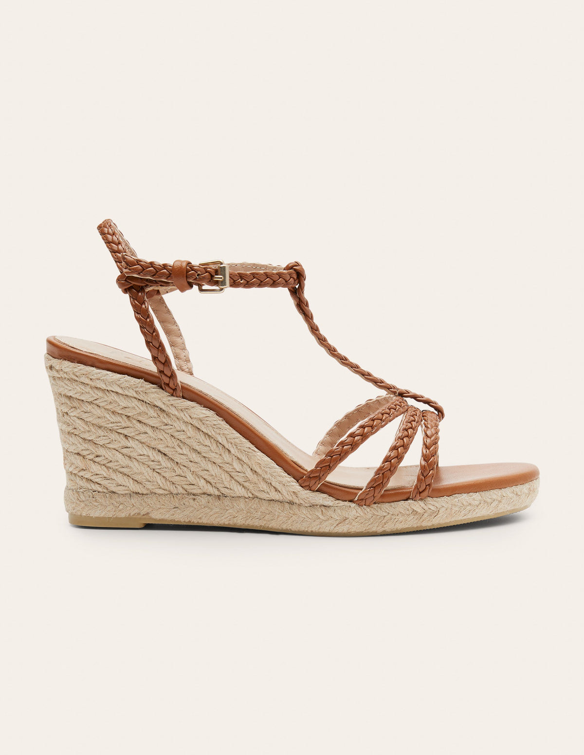 Geflochtene Espadrilles mit Keilabsatz-Hellbraun - Image 2
