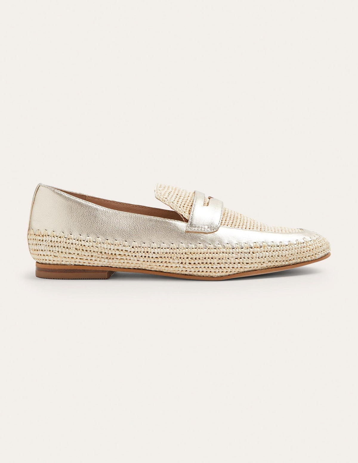 Lydia Loafer mit Bastdetail-Blassgold-Metallic-1