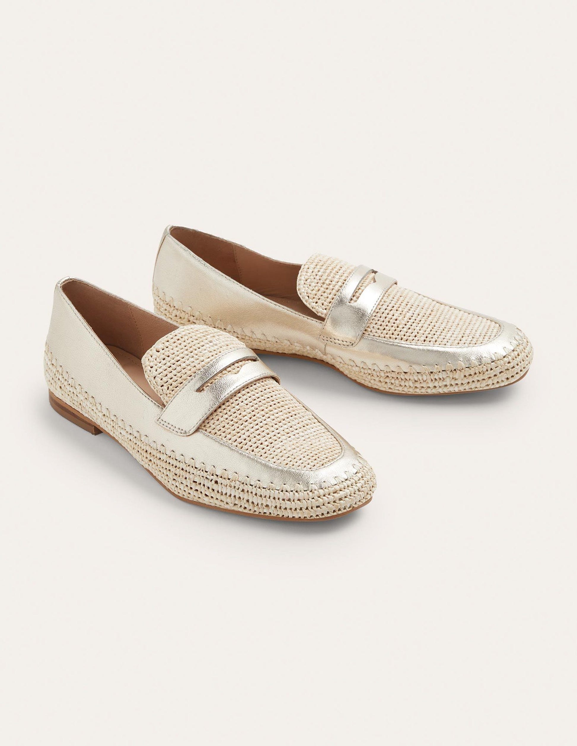 Lydia Loafer mit Bastdetail-Blassgold-Metallic-2