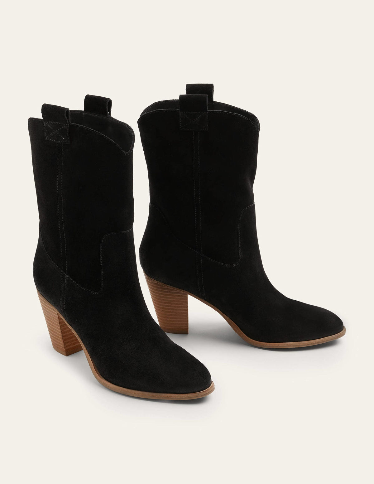 Westernstiefel zum Reinschlüpfen-Schwarz, Veloursleder-2
