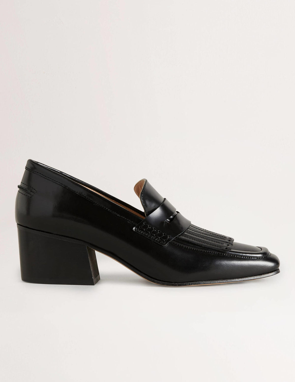 Block Heel Loafers-Black - Image 1